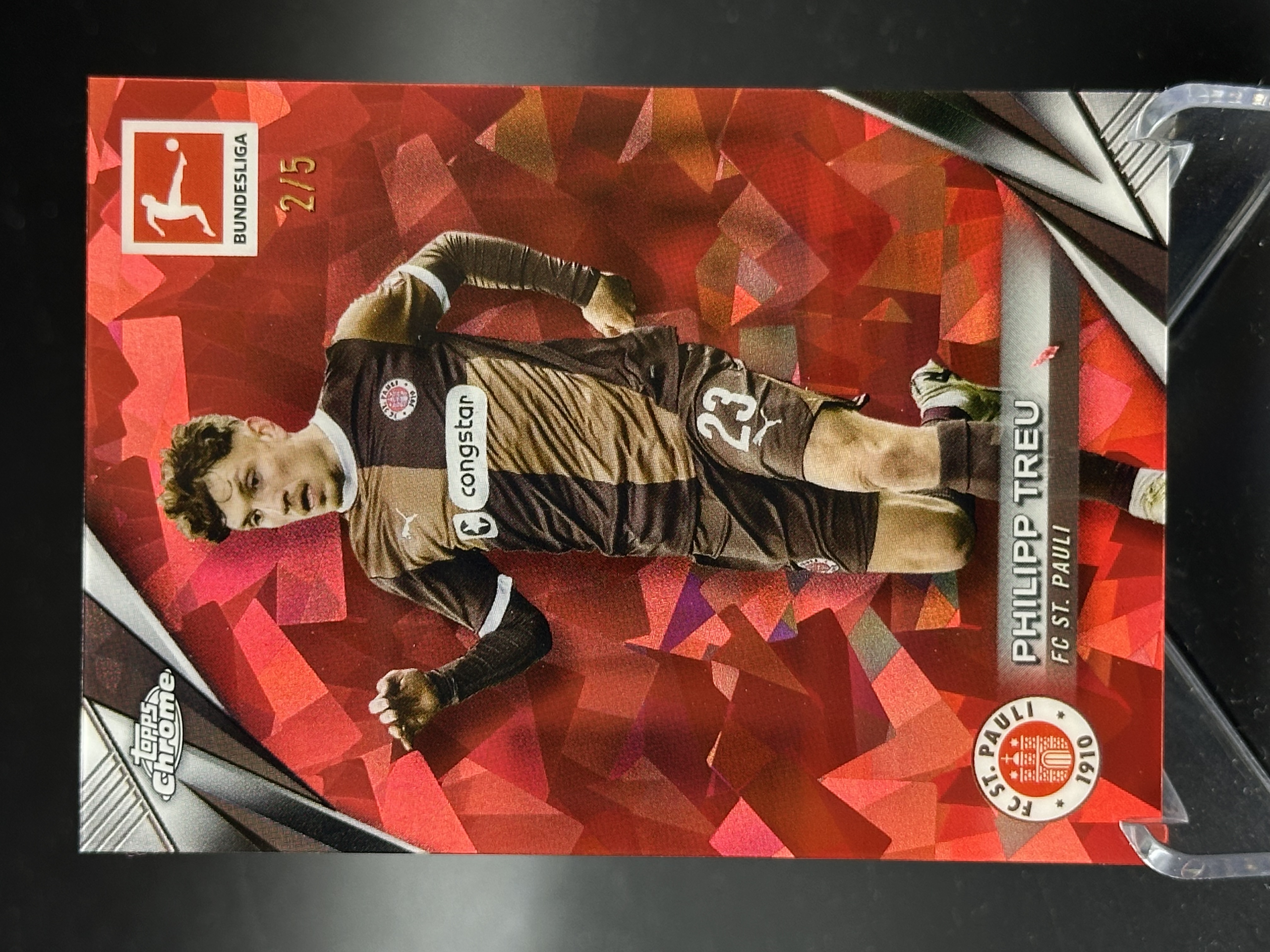 2024-25 Topps Chrome treu 【小黄拍卖】德甲 蓝宝石 菲利普 特罗伊 圣保利 红碎冰折 2/5编 超低编「cook」