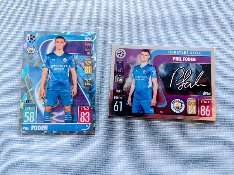 Topps Match Attax 欧冠 游戏版 Phil Foden 菲尔·福登 印签 蓝碎冰 曼城太子爷 英格兰国脚 未来可期