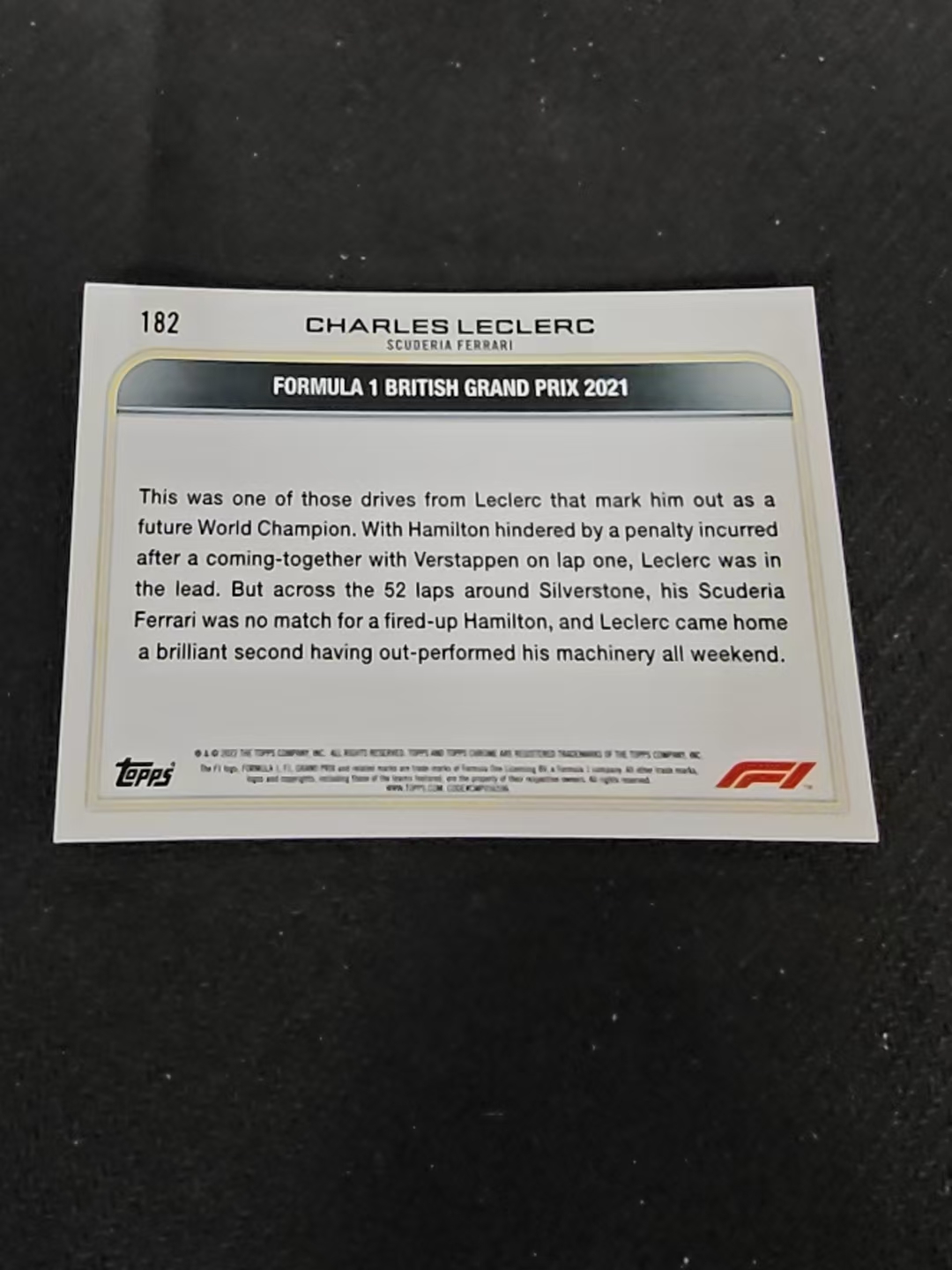 2022 Topps Chrome F1 Charles Leclerc 勒克莱尔 法拉利车队 划痕 边角瑕疵#182