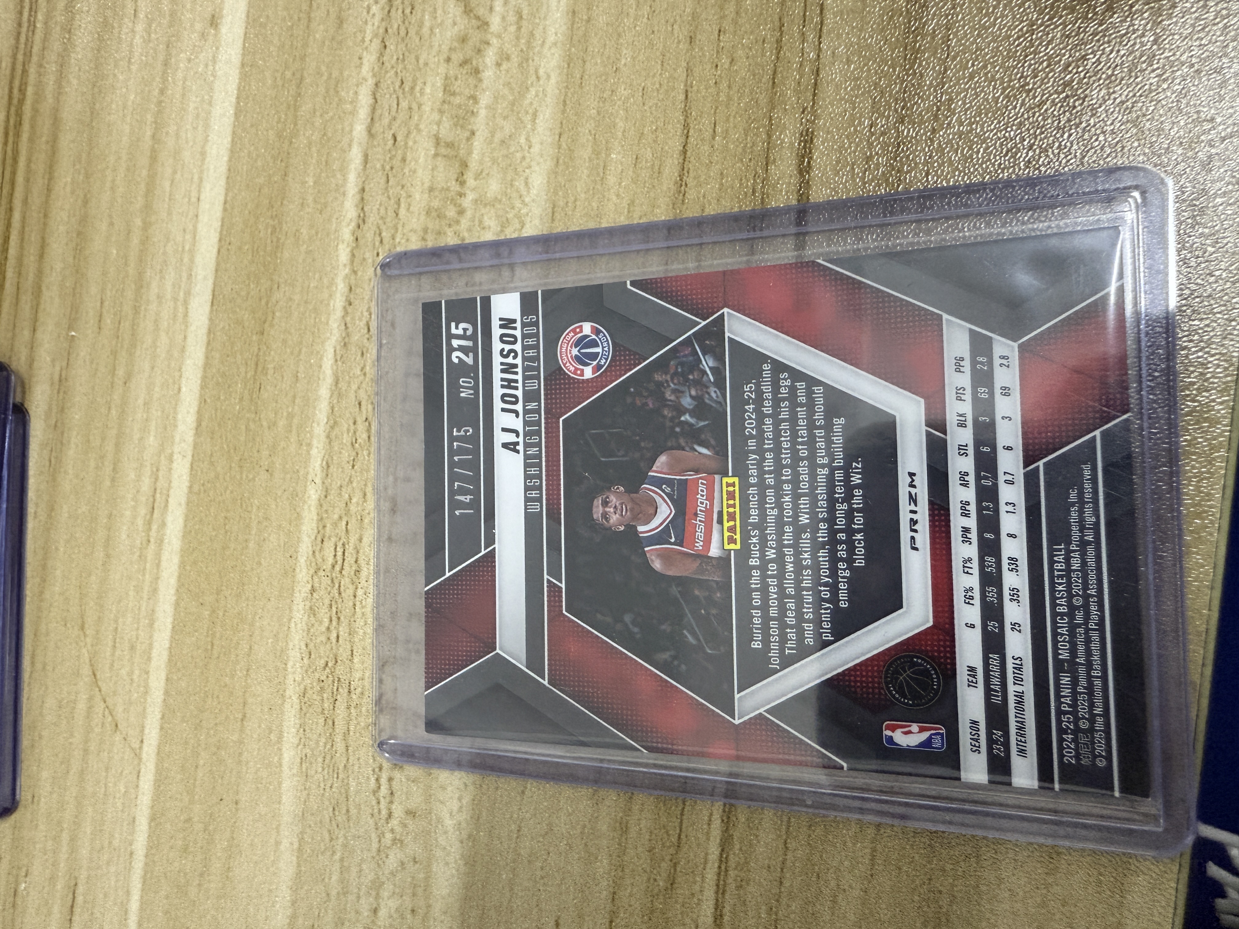 2024-25 Panini Mosaic AJ Johnson aj 约翰逊 147/175编 新秀rc 粉折粉马赛克折平行 彩虹套必备 华盛顿奇才潜力新秀 只发默认请看描述【KK】