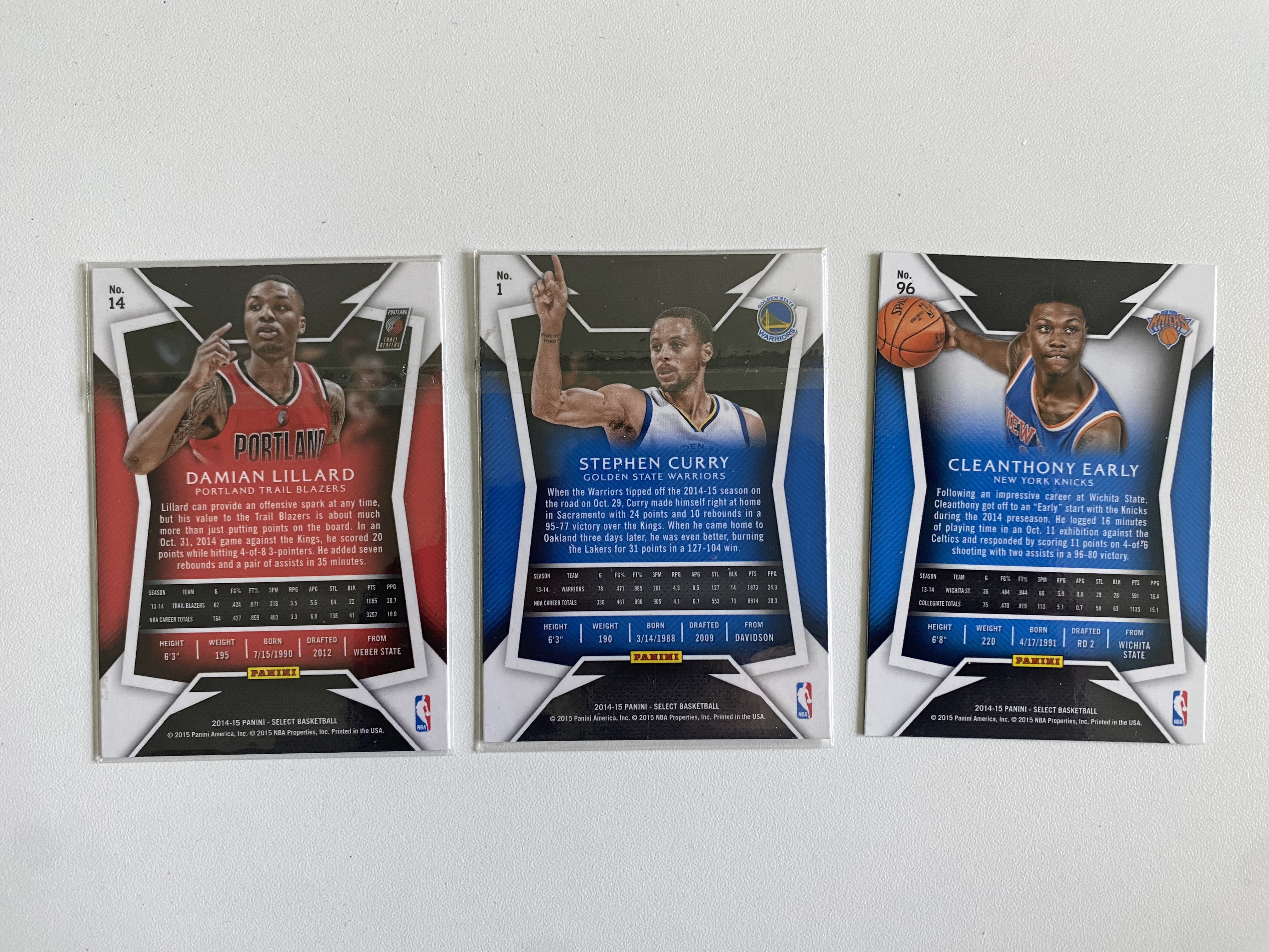 2014-15 Panini Select Stephen Curry 史蒂芬库里达米安利拉德等3张 打包