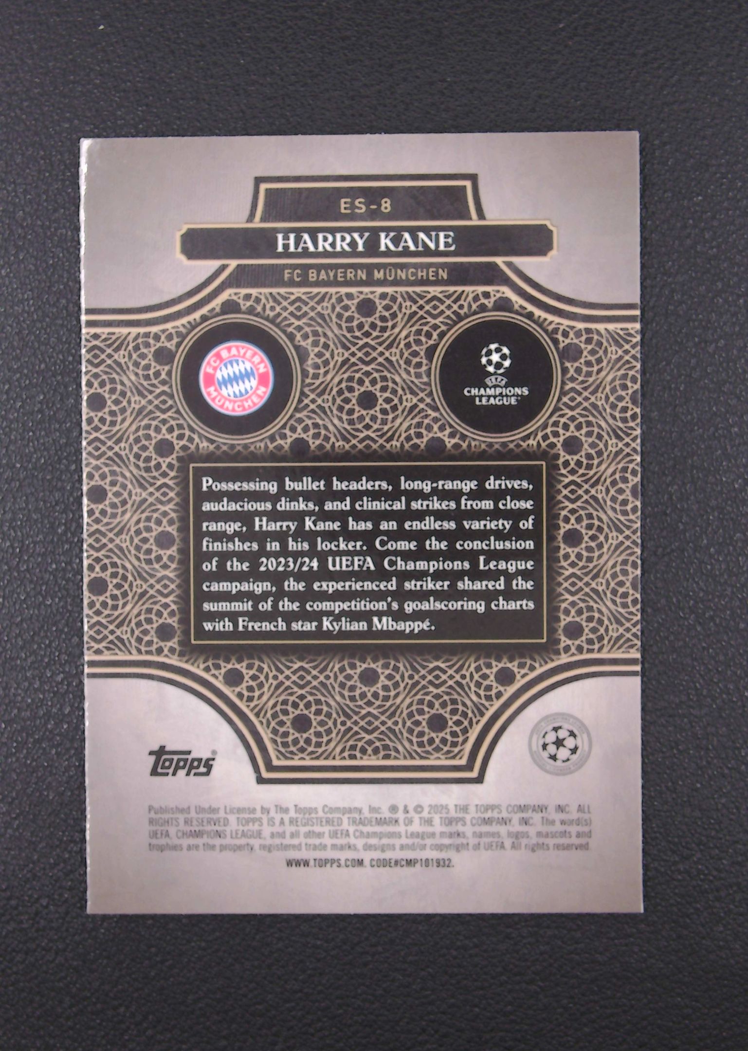 2025 Topps Merlin Harry Kane 哈里 凯恩 拜仁慕尼黑 精英特卡 梅林【Big M 代拍】 M卫001
