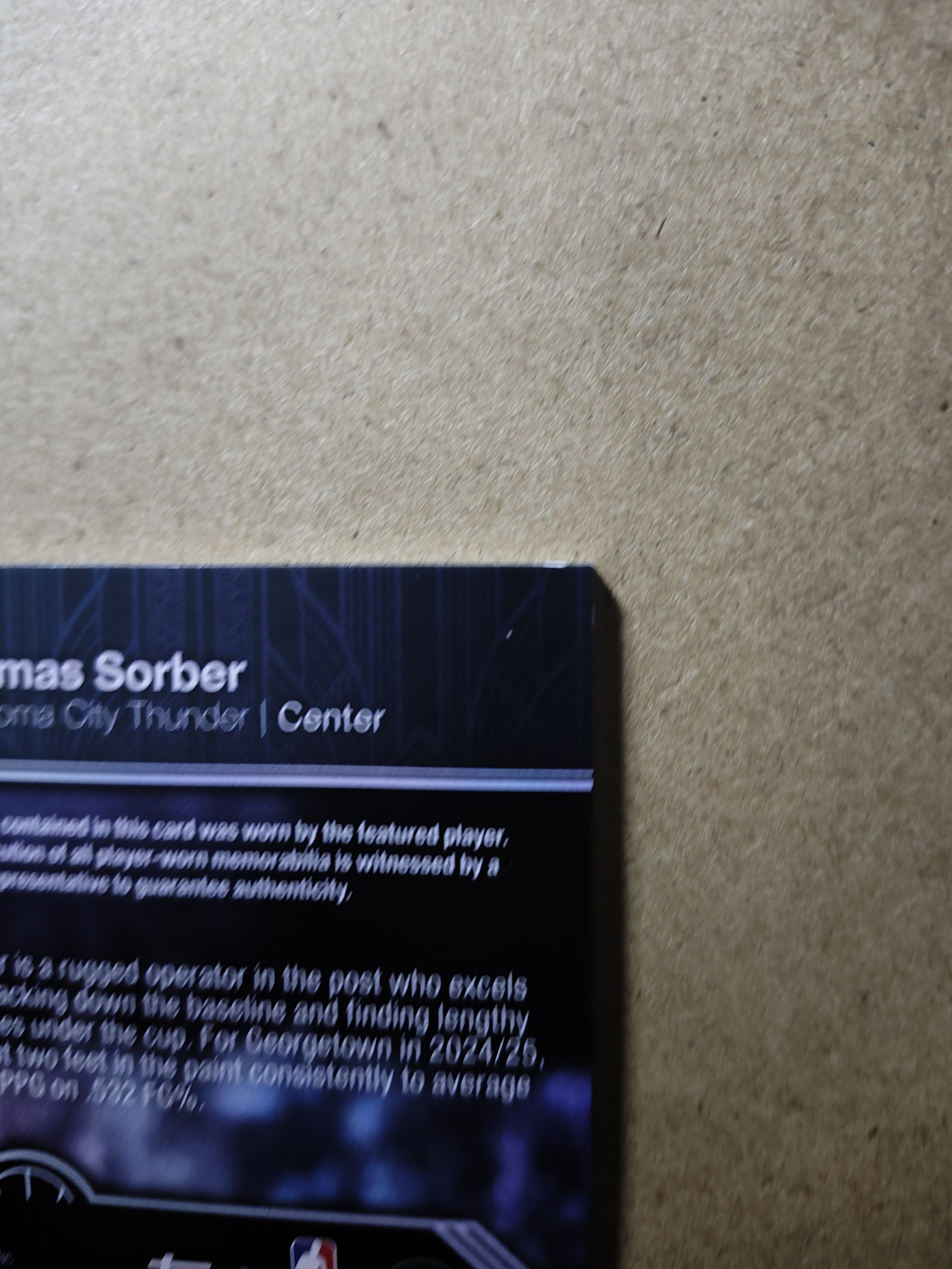 2025 Topps Flagship Thomas Sorber RC Topps元年 托马斯·索伯 RoundBall Remnants 亲穿物料 RC新秀 雷霆 卡品瑕疵如图 收藏必备 未来可期