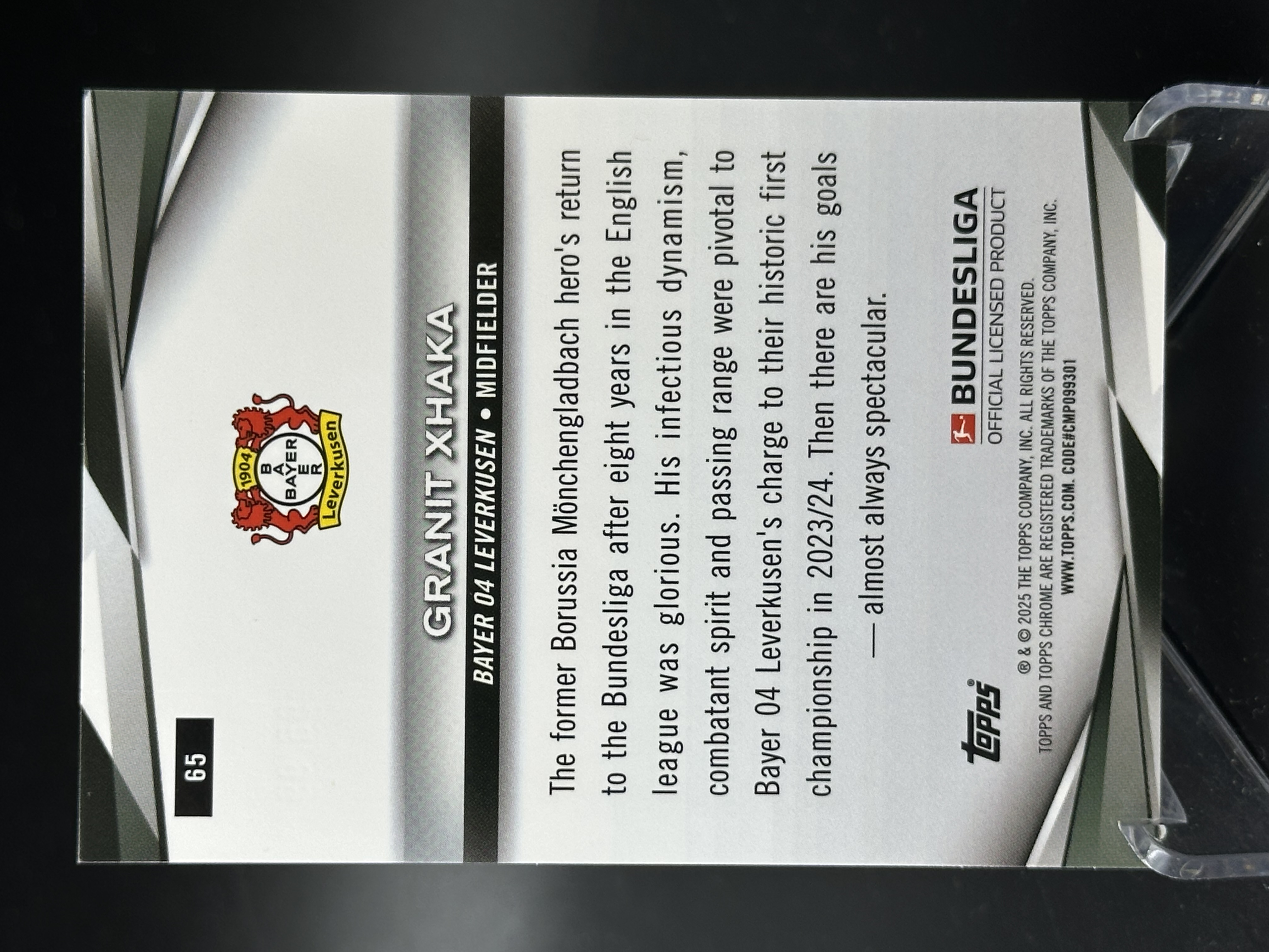 2024-25 Topps Chrome Granit Xhaka 【小黄拍卖】德甲 扎卡 勒沃库森 绿熔岩折 37/99编「cook」