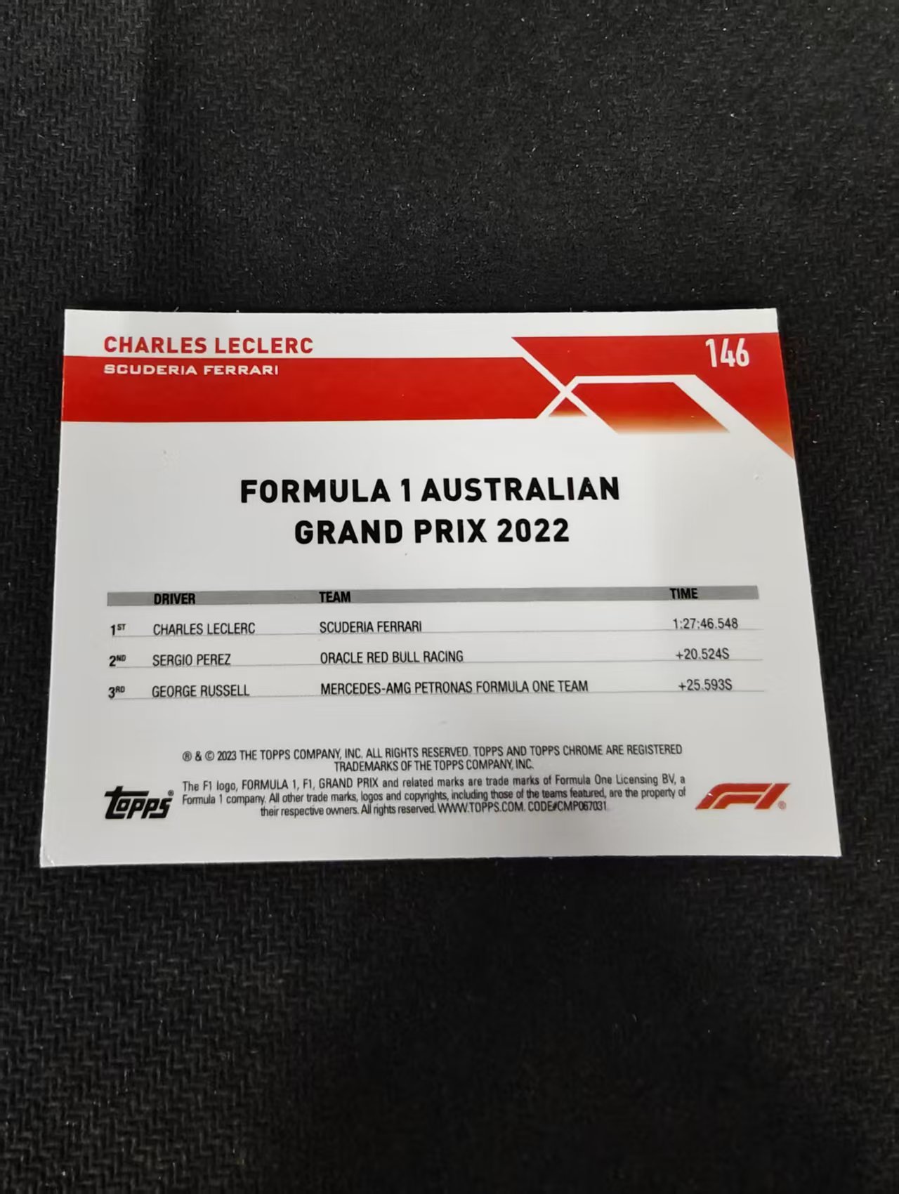 2023 Topps Chrome F1 Charles Leclerc 勒克莱尔 乐扣 法拉利 划痕 边角瑕疵 #146