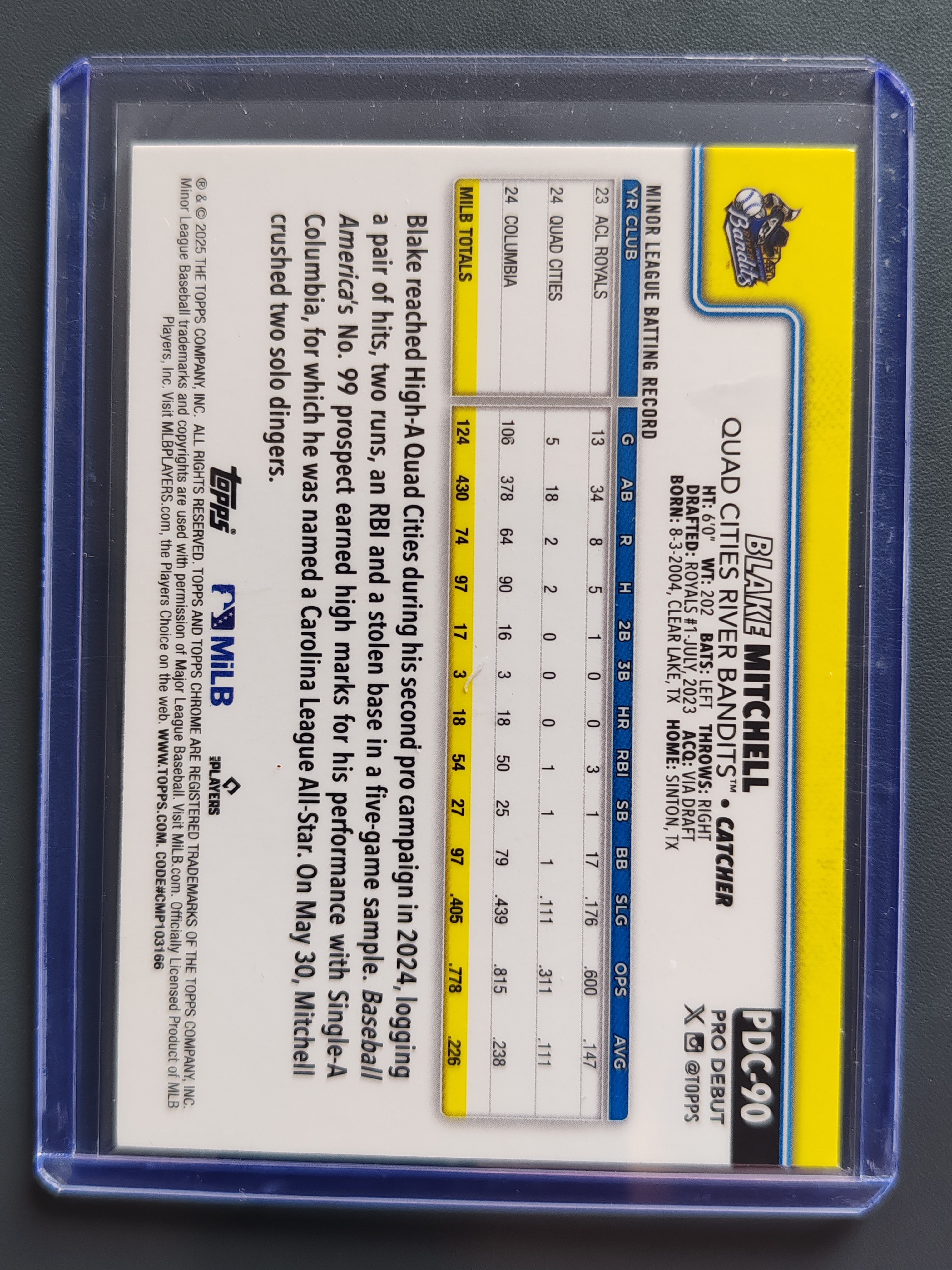 2025 Topps Pro Debut Blake Mitchell 150编!蓝折!【9527】