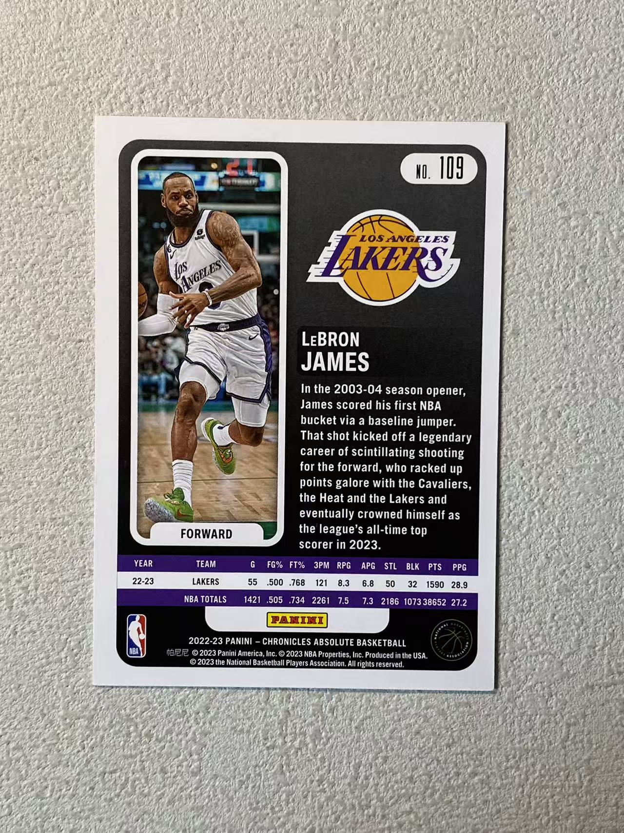 2022-23 Panini Chronicles LeBron James 编年史 湖人 勒布朗 詹姆斯 老詹 /149编 经典选图 收藏必备