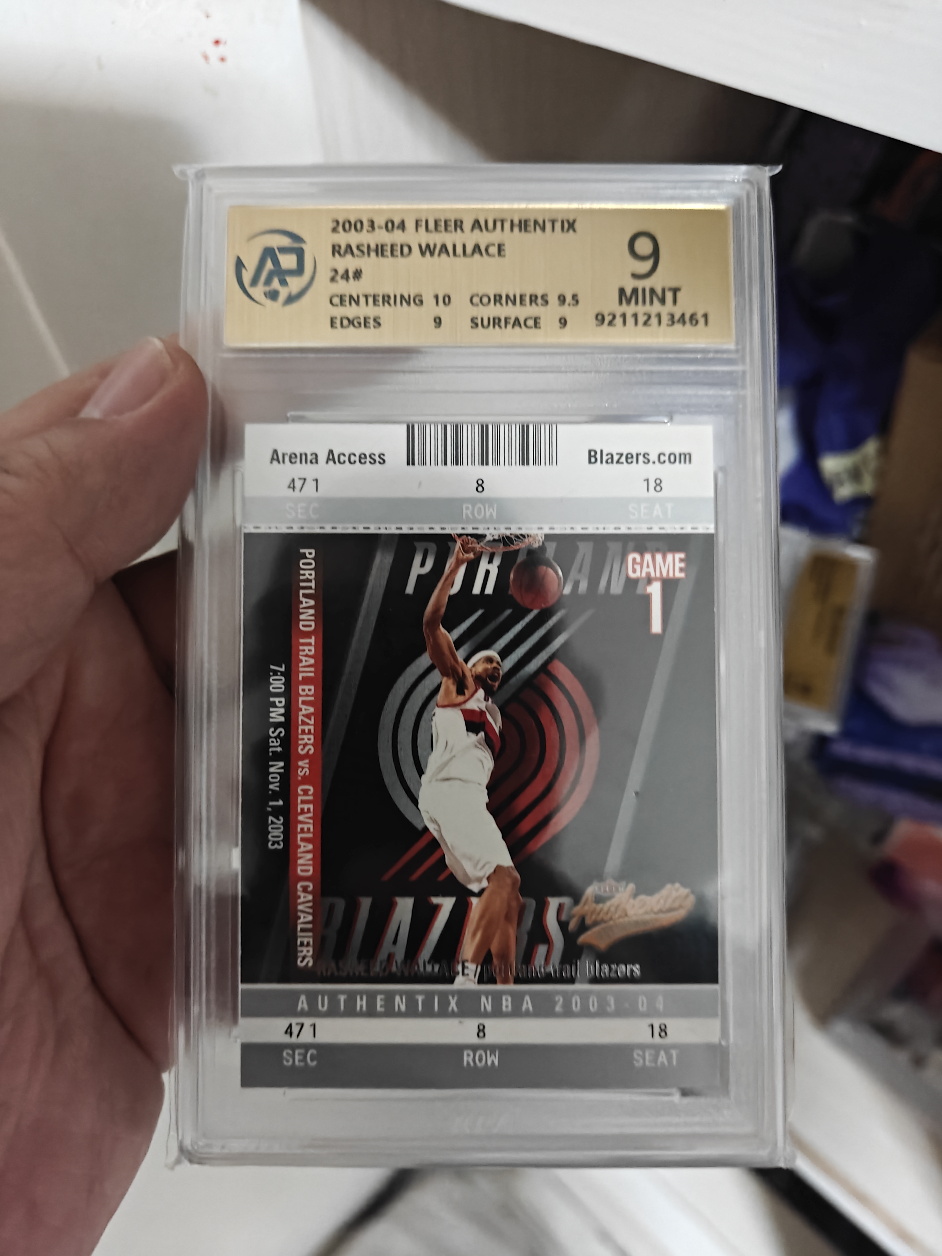 2003 Fleer Authentix Rasheed Wallace #24 BGS9 华莱士 拉希德 大比例 票根 专收必备