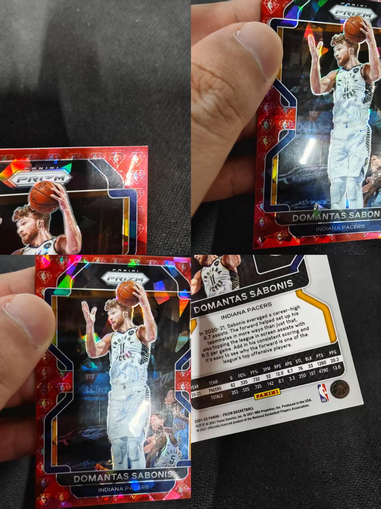 2021-22 Panini Prizm Domantas Sabonis 多曼塔斯 萨博尼斯 国王 步行者 75编 75大钻石折 碎冰折 划痕 边角瑕疵