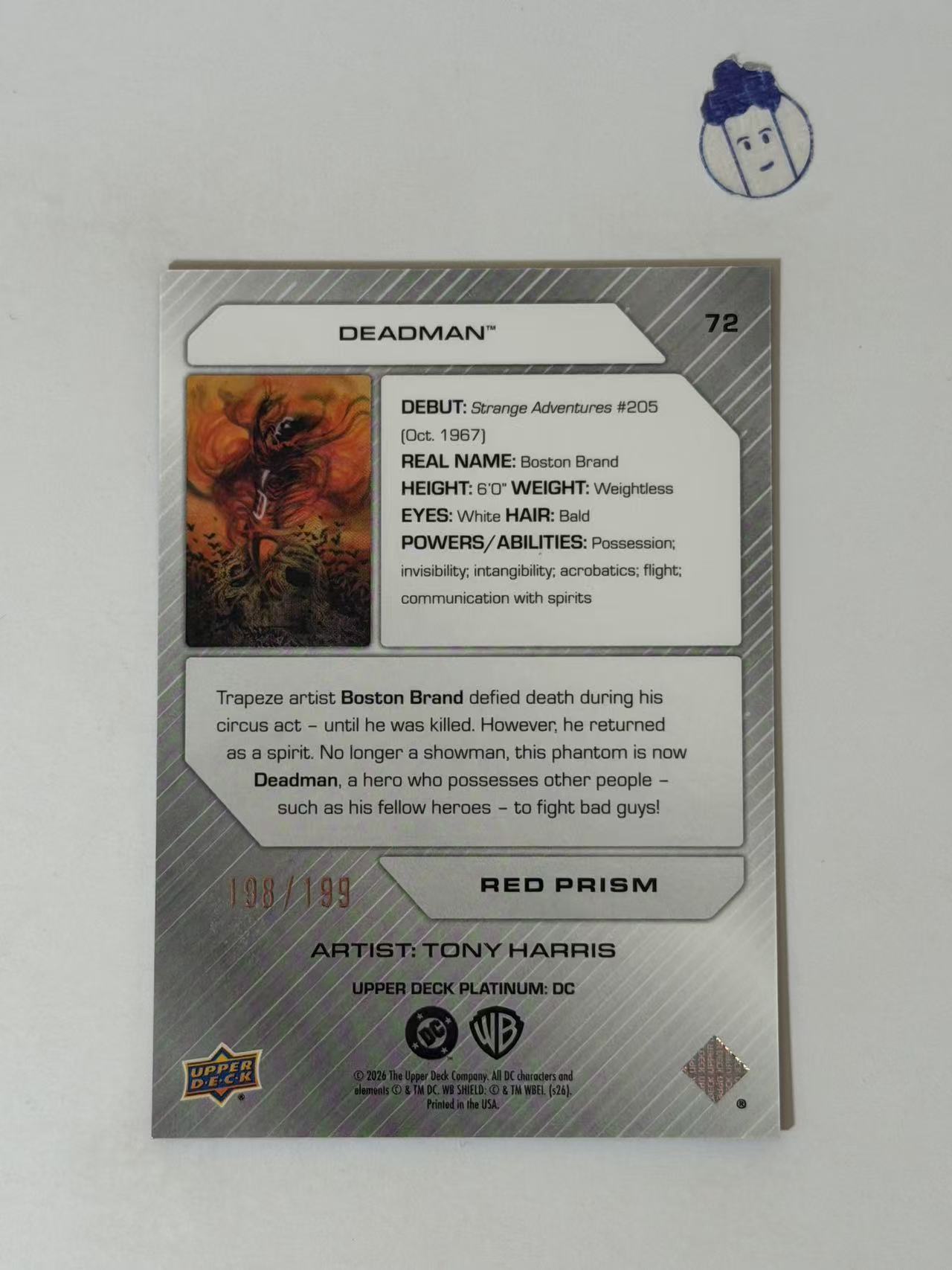 2026 Upper Deck Platinum DC 铂金 #72 Deadman 198/199 红棱镜折 凑套 凑图鉴 收藏必备 卡品如图 cai