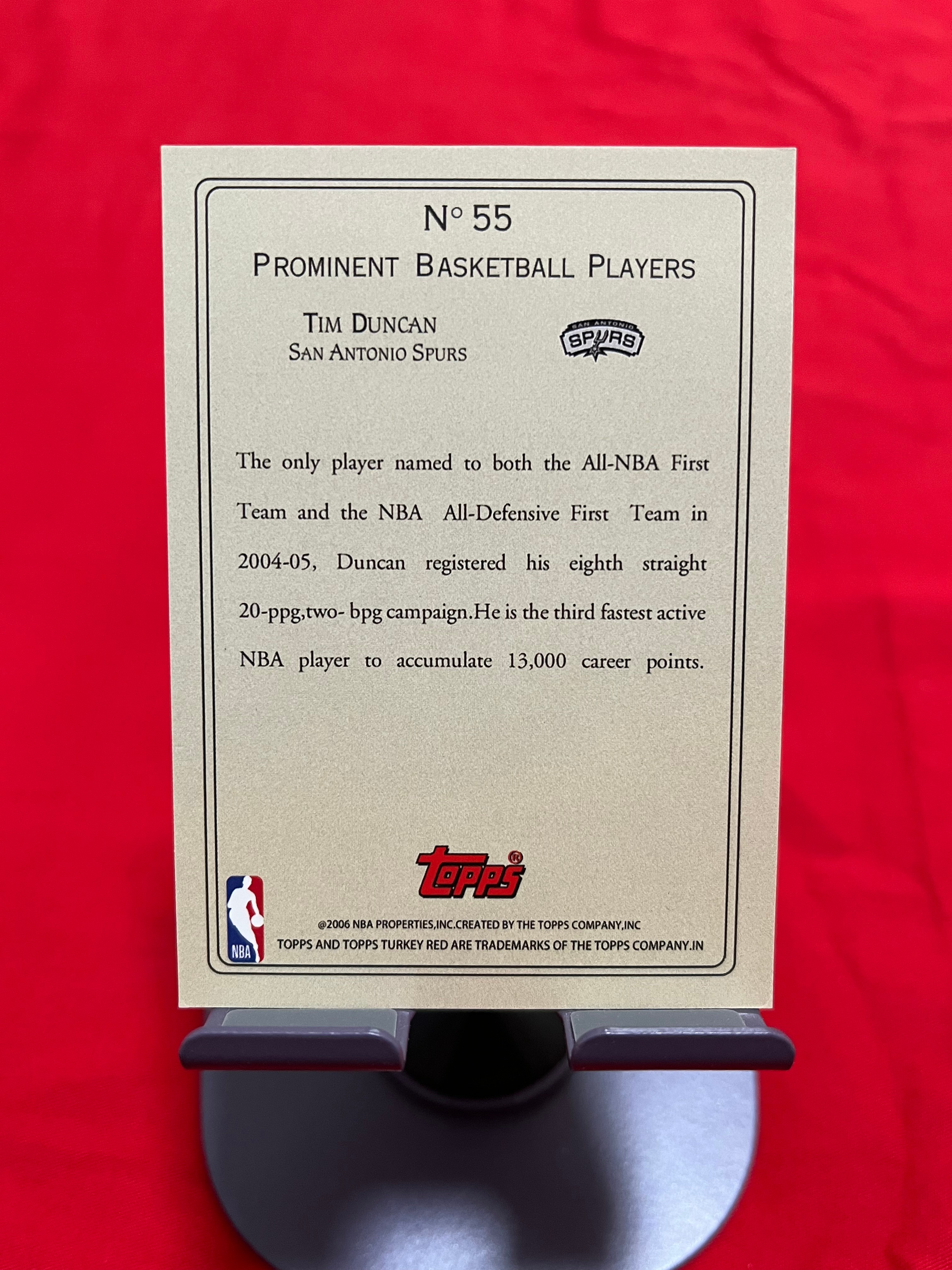 2006 Topps 老卡 老特 Tim Duncan 蒂姆 邓肯 石佛 马刺【油画 经典设计 土耳其红 TURKEY RED】【边角瑕疵如图 介意勿拍】#1096