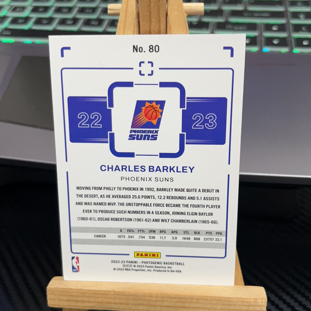 2022-23 Panini PaniniPhotoGenicNBA Charles Barkley 查尔斯 巴克利 太阳 上镜系列 卡品如图 瑕疵看图 凑图必备 值得收藏!