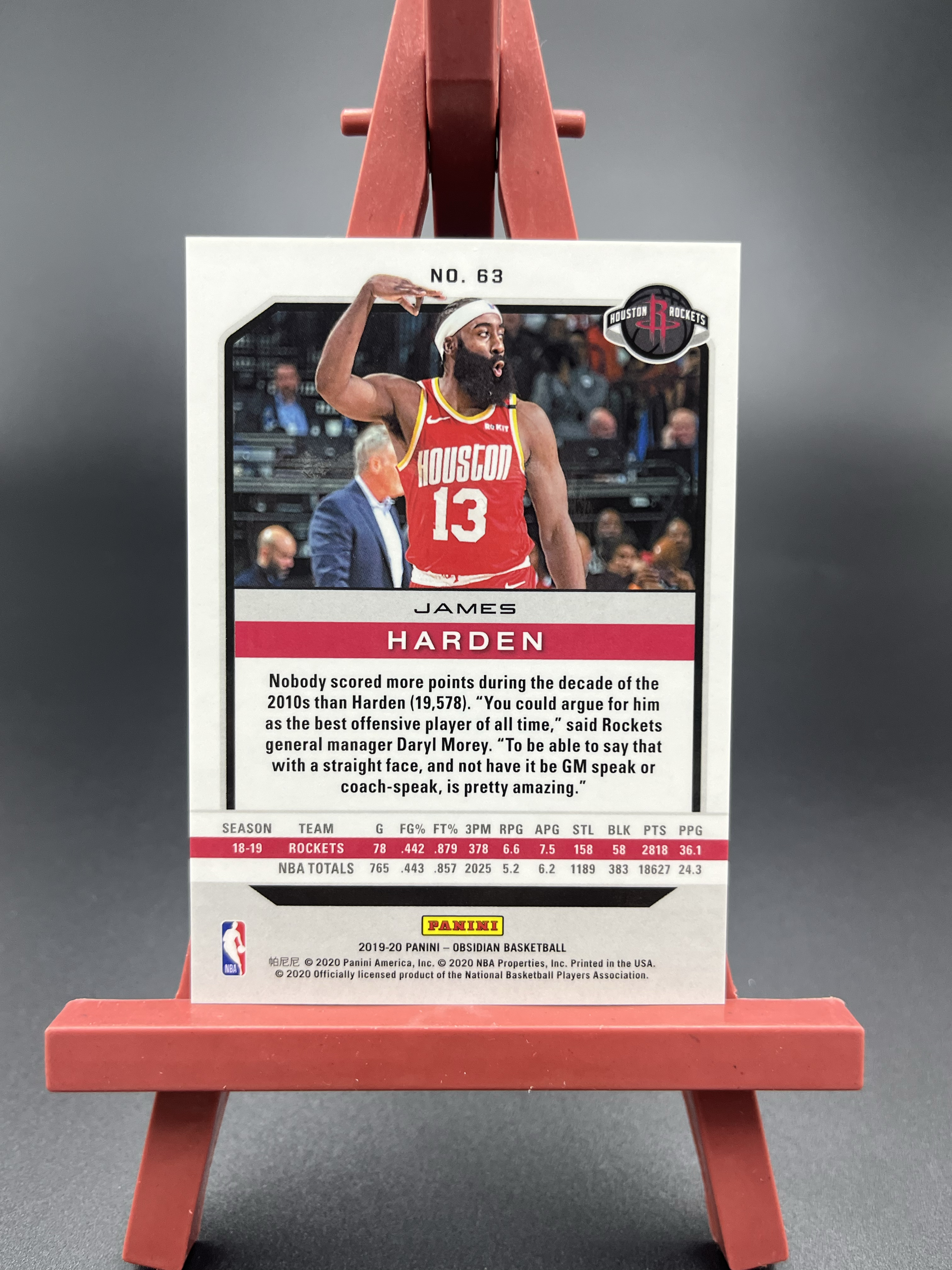 【西子拍卖】 2019-20 Panini Obsidian JAMES HARDEN 黑曜石 火箭 詹姆斯 哈登 大胡子 折射 银折 微瑕如图 Q19