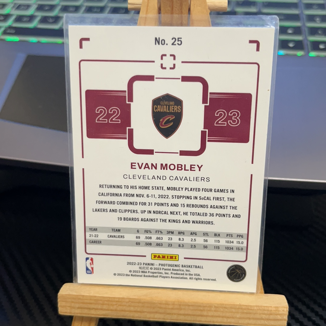 2022-23 Panini PaniniPhotoGenicNBA Evan Mobley 埃文 莫布利 骑士 上镜系列 卡品如图 瑕疵看图 凑图必备 值得收藏!