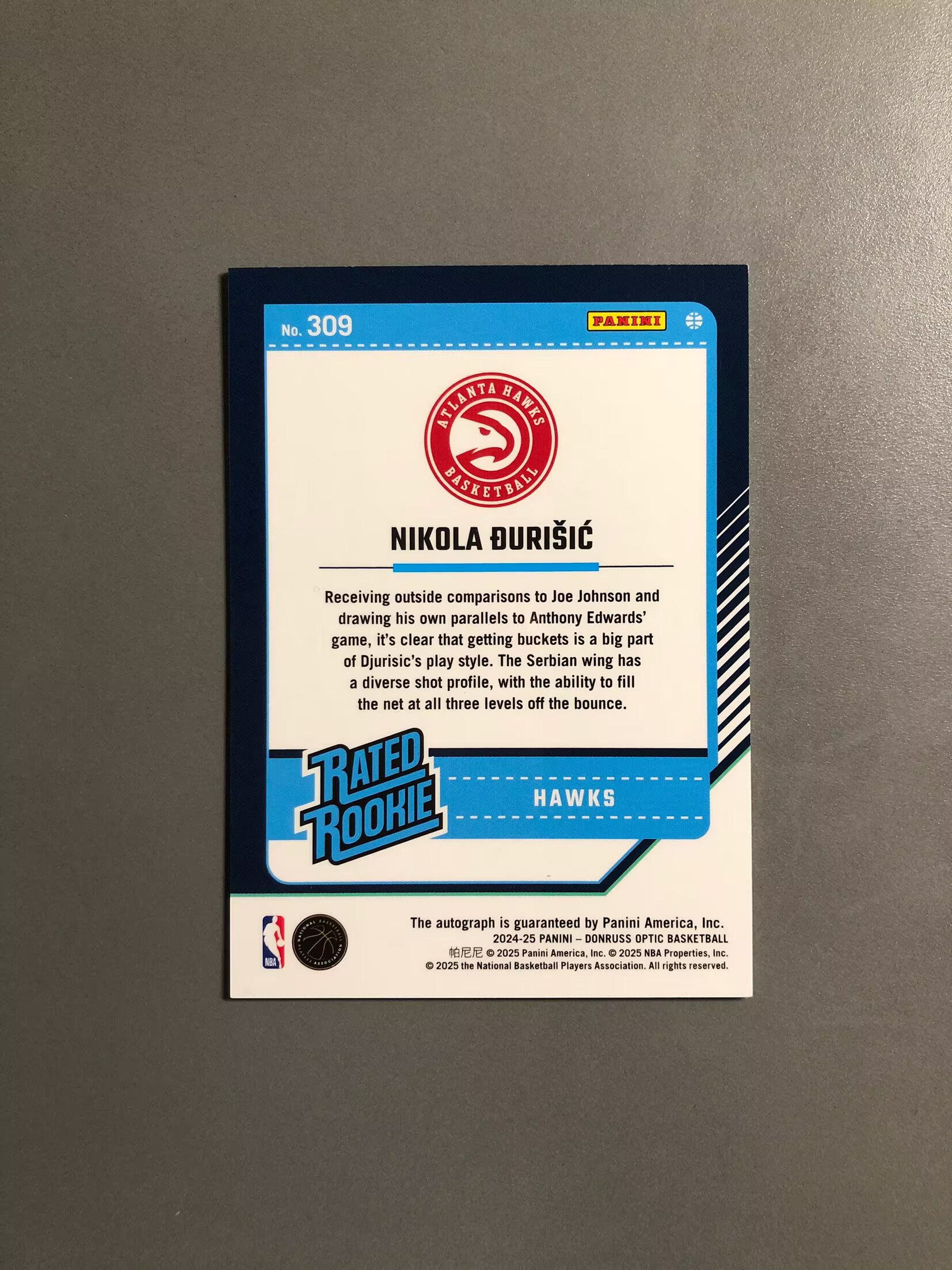 2024-25 Panini Donruss Optic Nikola Đurišić RC 杜蕾斯 OP 尼古拉·久里希奇 老鹰 新秀 RC 签字 贴签 新秀签 实卡好看 卡品如图 可累计KH041