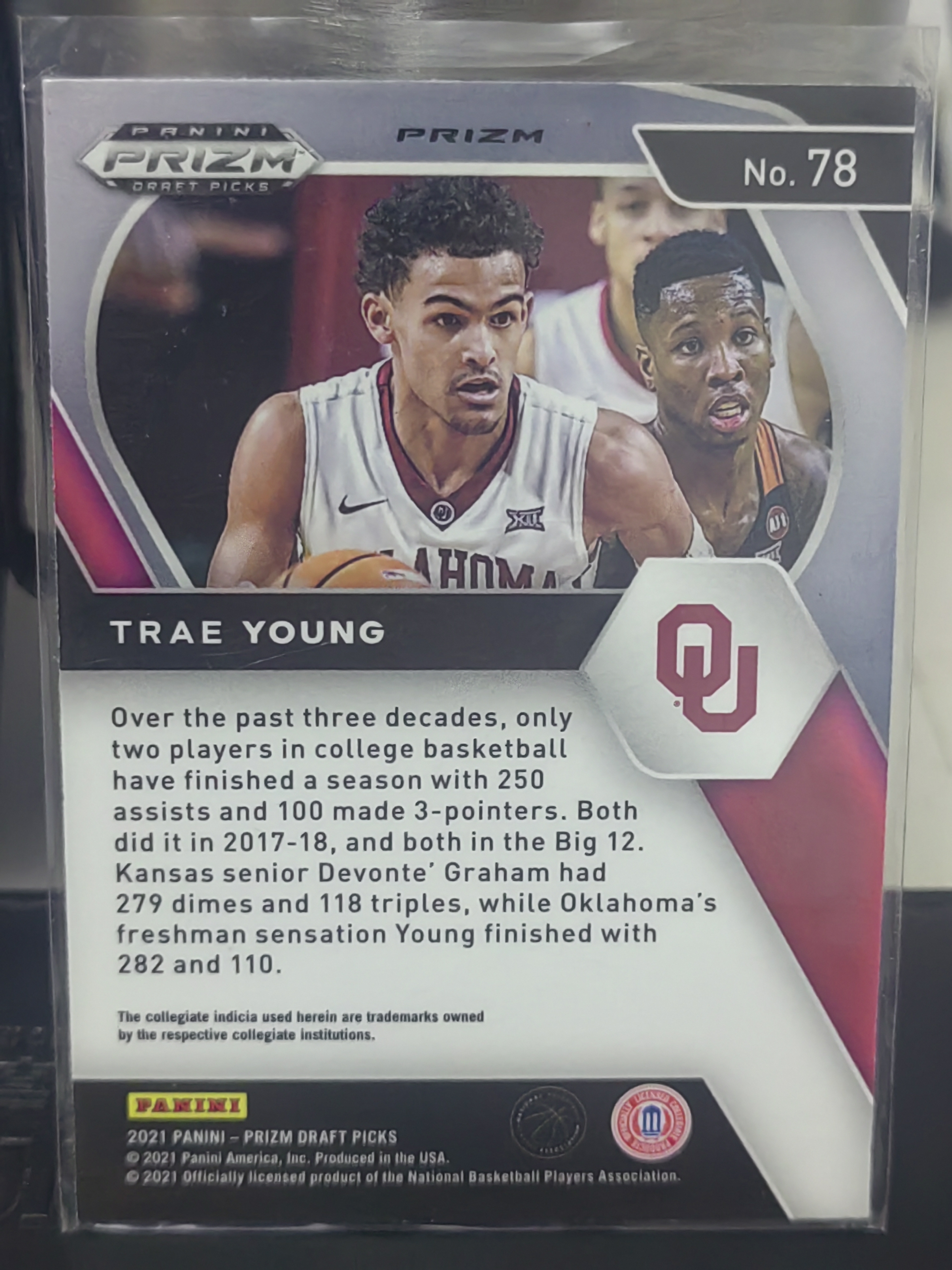 2021 Panini Prizm Draft Picks Trae Young PZ 银折 大学 特雷 杨 篮 白边白角 不保卡品 卡品如图