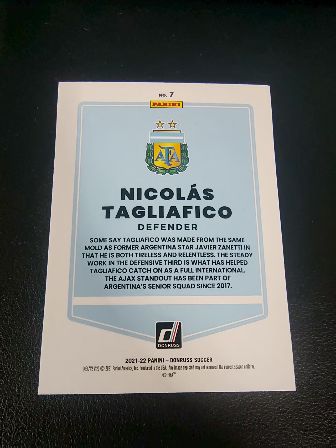 【可合并,不累计】2021-22 Panini Donruss Nicolas Tagliafico 阿根廷 塔利亚菲戈 杜蕾斯 世界杯 边角瑕疵 #7