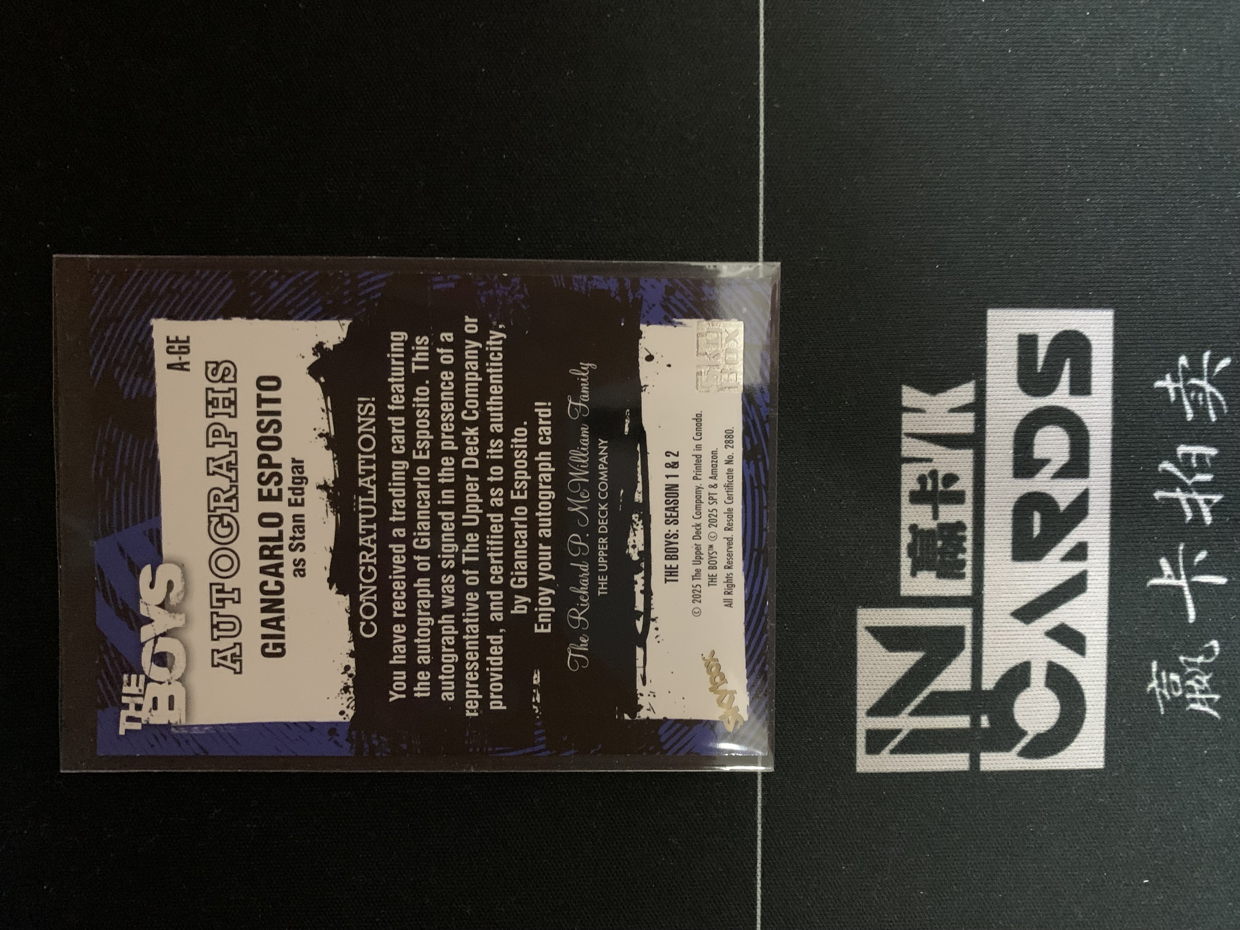 2025 Upper Deck Deck the boys:season 1&2 黑袍纠察队 stan edgar 斯坦 埃德加 A-GC 签字 卡品如图 【最爱】