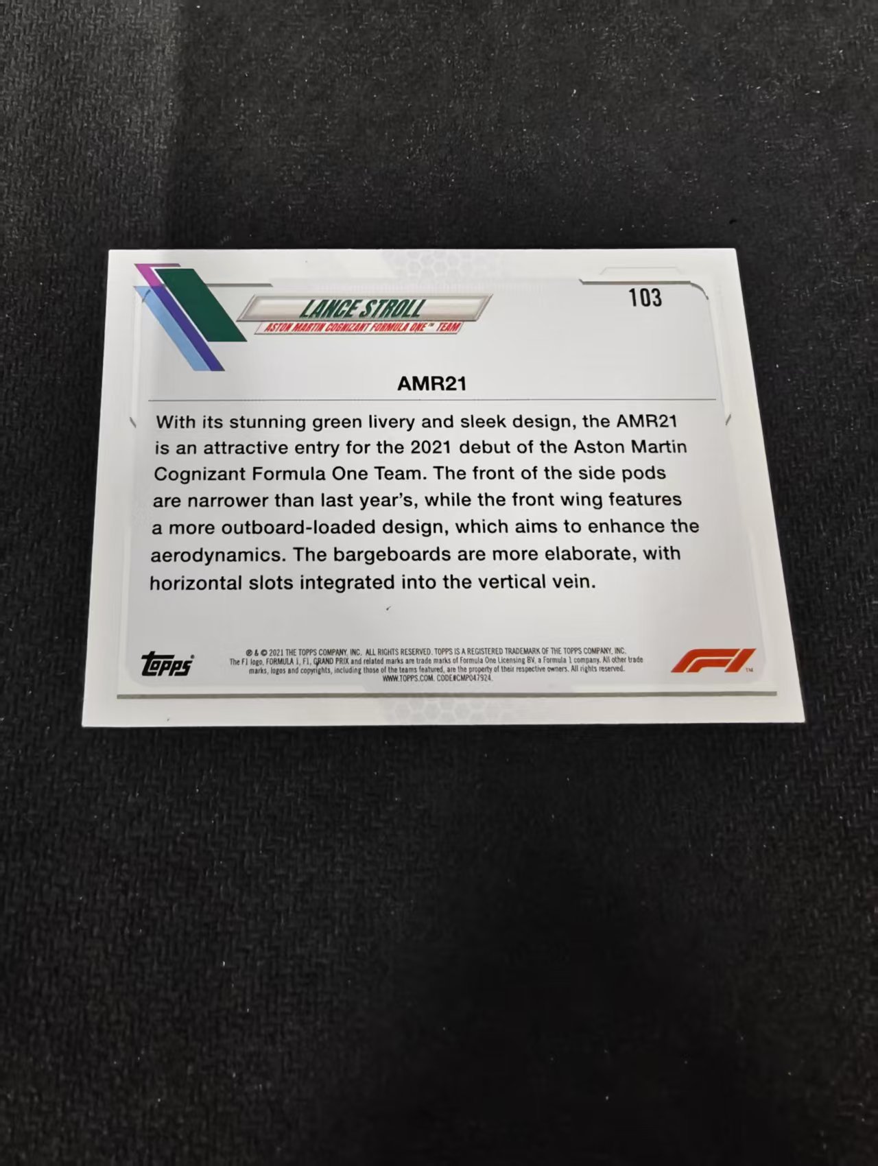 2021 Topps Chrome F1 Lance Stroll 兰斯 斯托尔 黑白棋盘 划痕 边角瑕疵 @103
