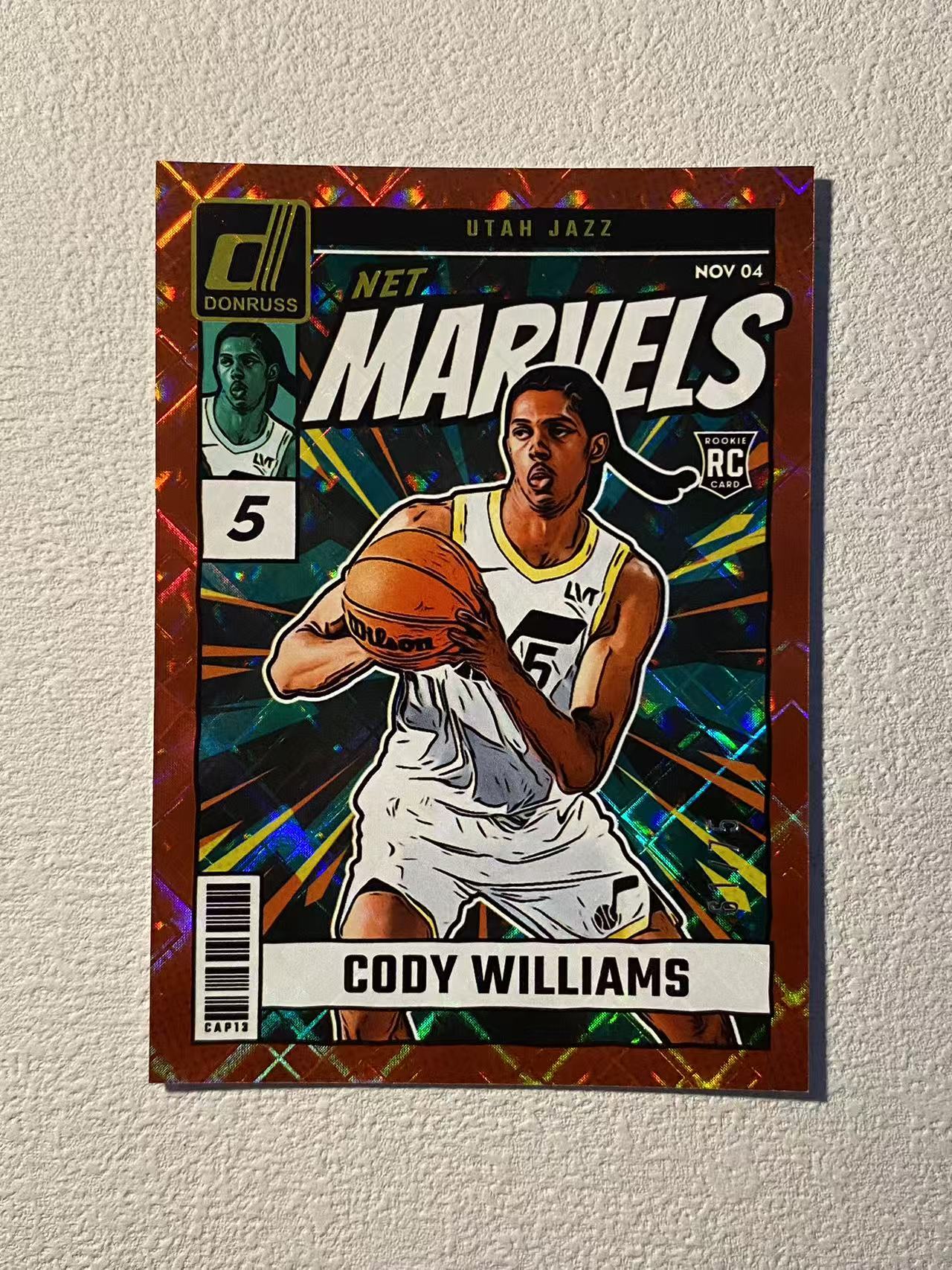 2024-25 Panini Donruss Cody Williams RC 杜蕾斯 爵士 新秀rc 科迪 威廉姆斯 /75编 大比例 漫威特卡 钻石折 折射 收藏必备