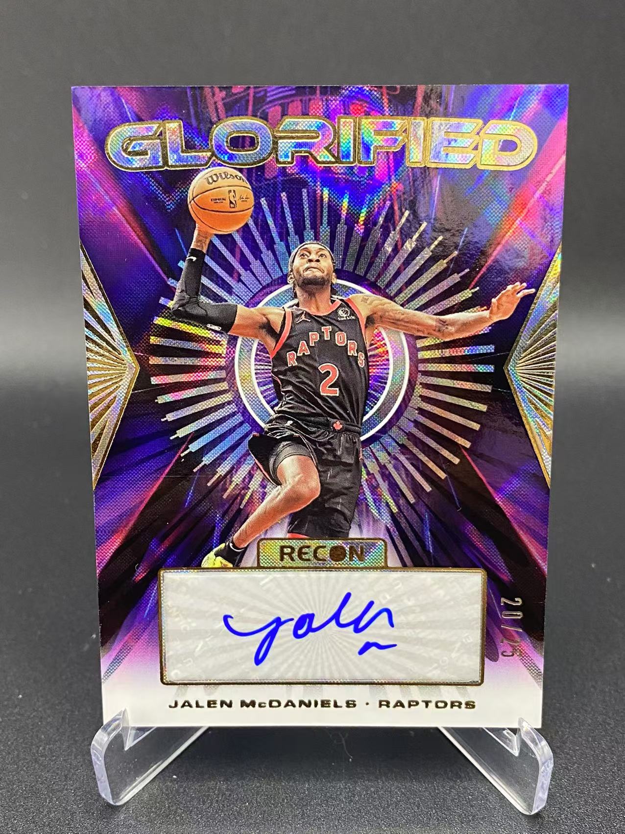 2023-24 【六六代卖 预付快速回款】 Recon Jalen McDaniels 麦克丹尼尔斯 猛龙 20/25编 折射 签字 瑕疵如图(zjg01)