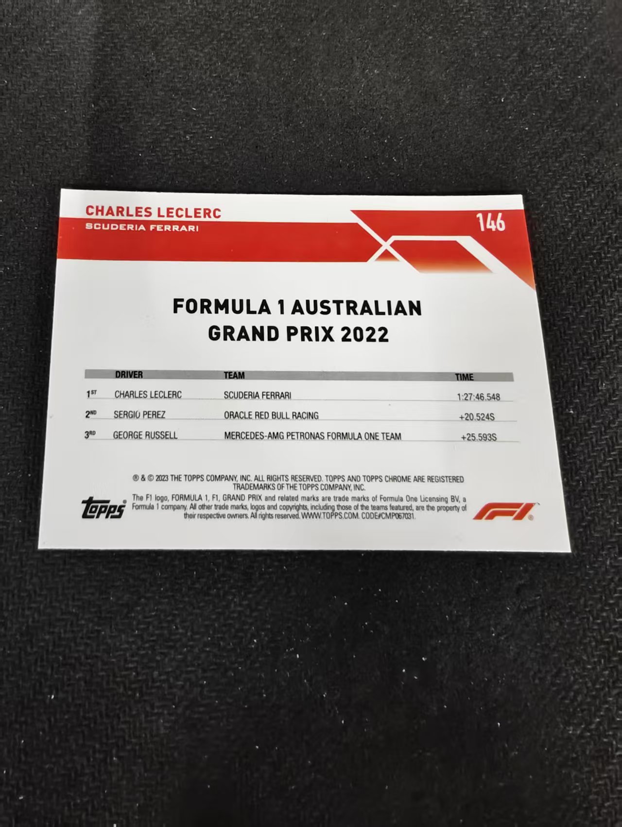 2023 Topps Chrome F1 Charles Leclerc 勒克莱尔 乐扣 法拉利 划痕 边角瑕疵 #146