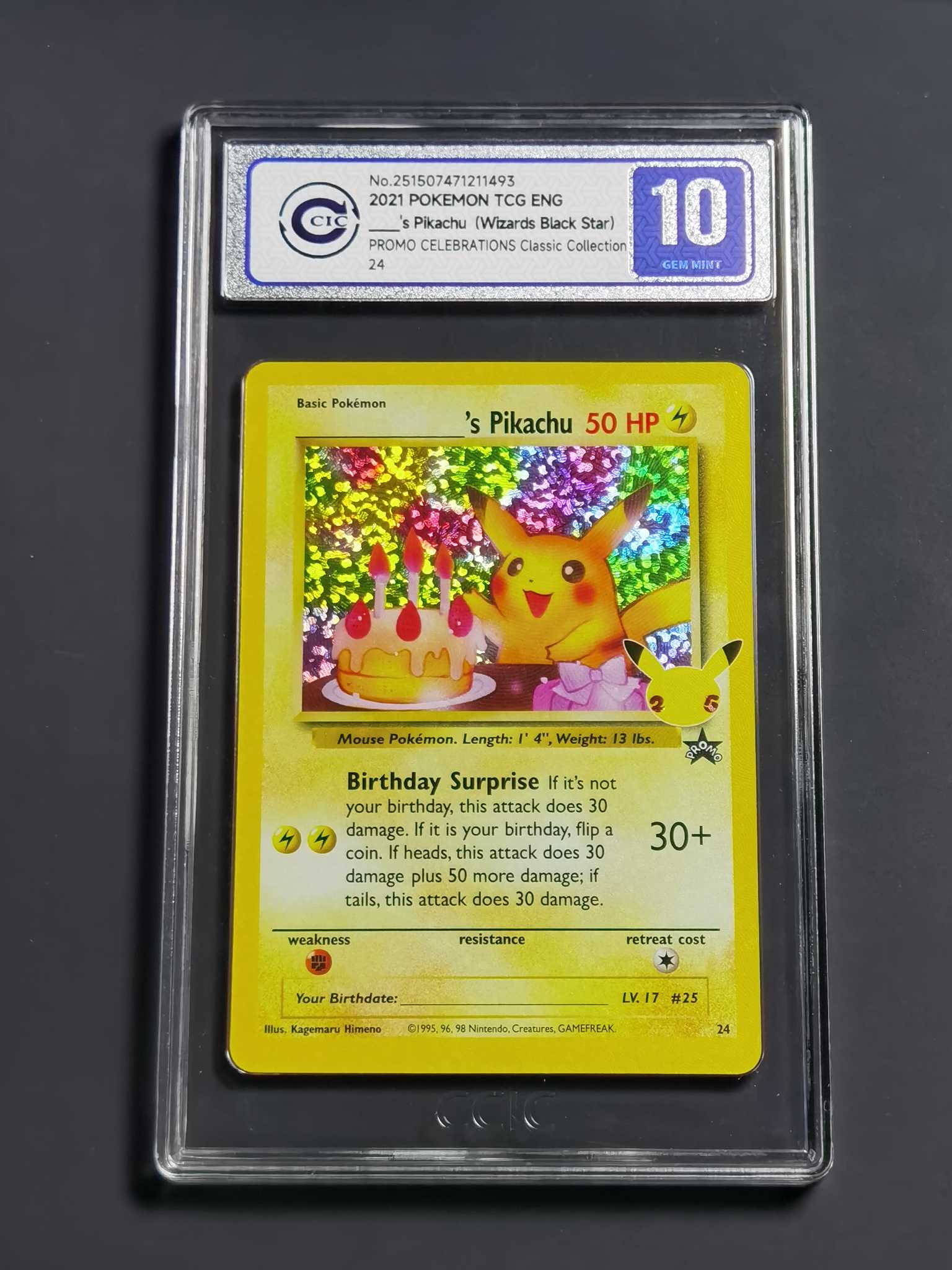 【太子拍卖】不累计 2021 PTCG 宝可梦 美版 25周年 限定 P包 皮卡丘 生日 生日皮 CCIC10 完美品 即将迎来30年 全速高涨中 错过拍大腿!