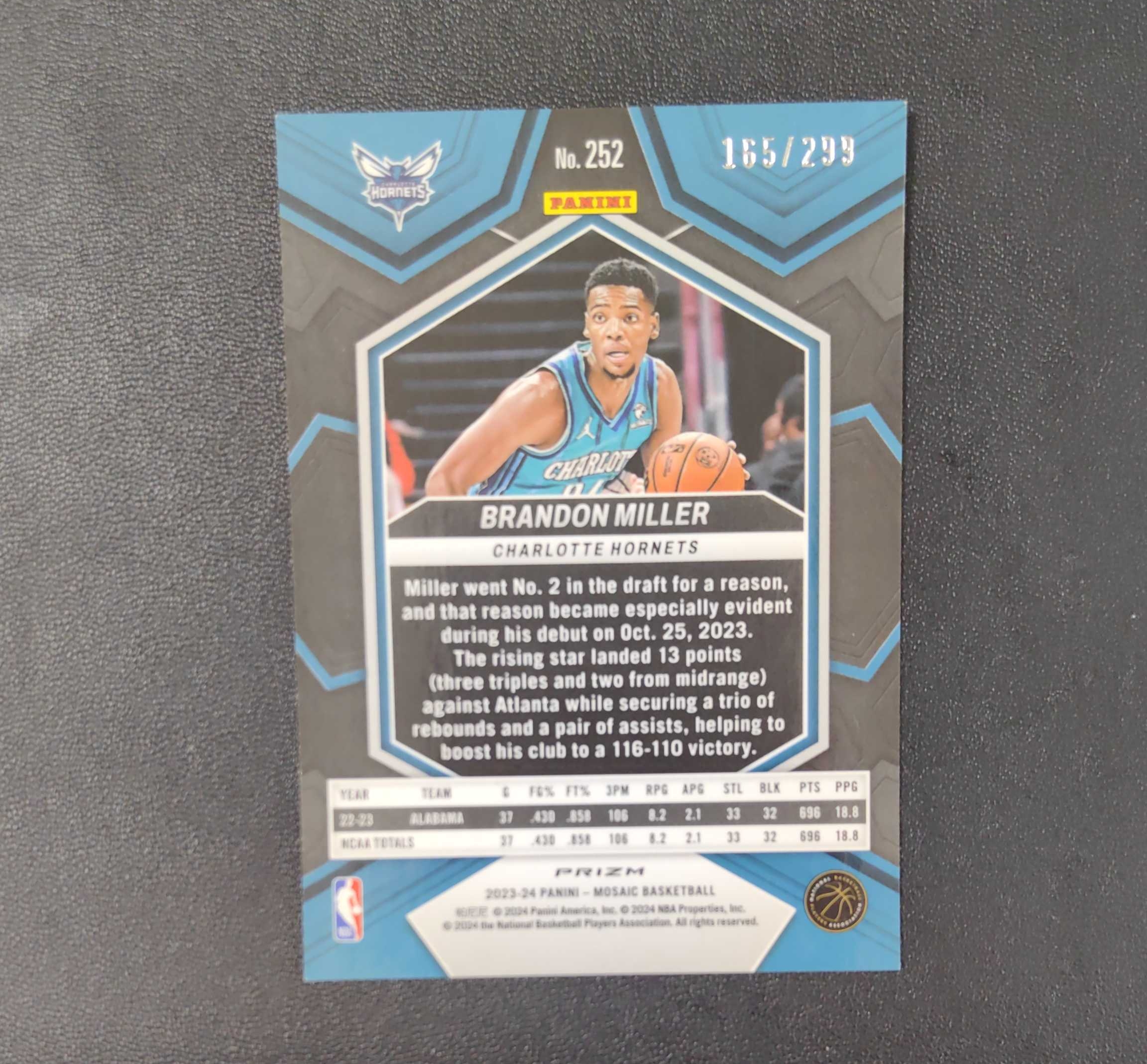 2023-24 Panini Mosaic Brandon Miller 马赛克 新秀 RC 红熔岩折 /299 美国 布兰登 米勒 黄蜂 东契奇 sga 库里 文班亚马 詹姆斯 多张再拍