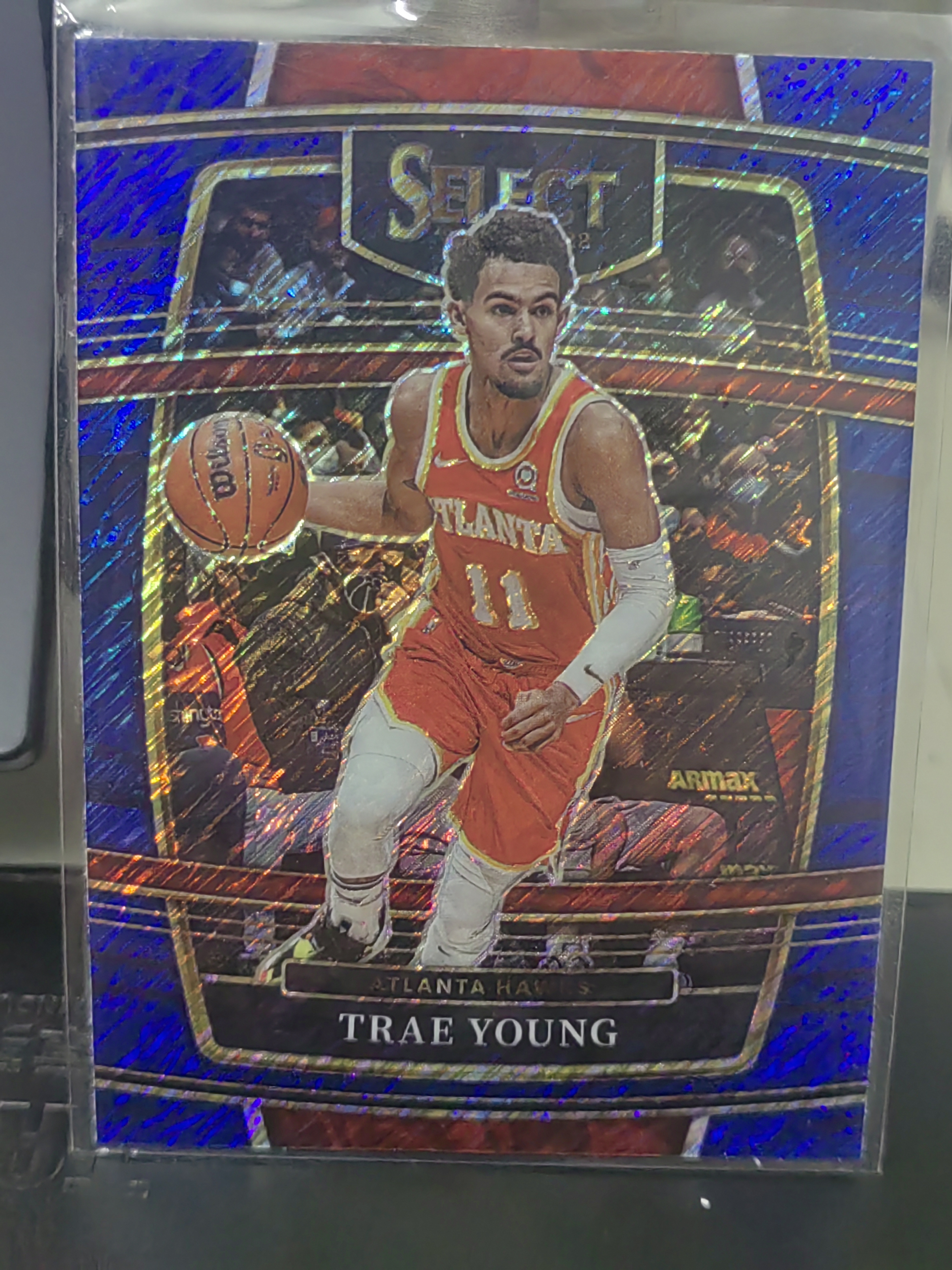 2021-22 Panini Select Trae Young Select 蓝shimmer折 特雷杨 老鹰 篮 白边白角 不保卡品 卡品如图