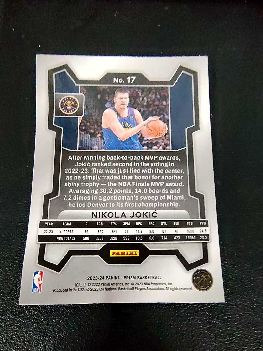 【可合并,不累计】2023-24 Panini Prizm Nikola Jokic 尼古拉 约基奇 约老师 掘金 PZ 划痕 边角微瑕 #17