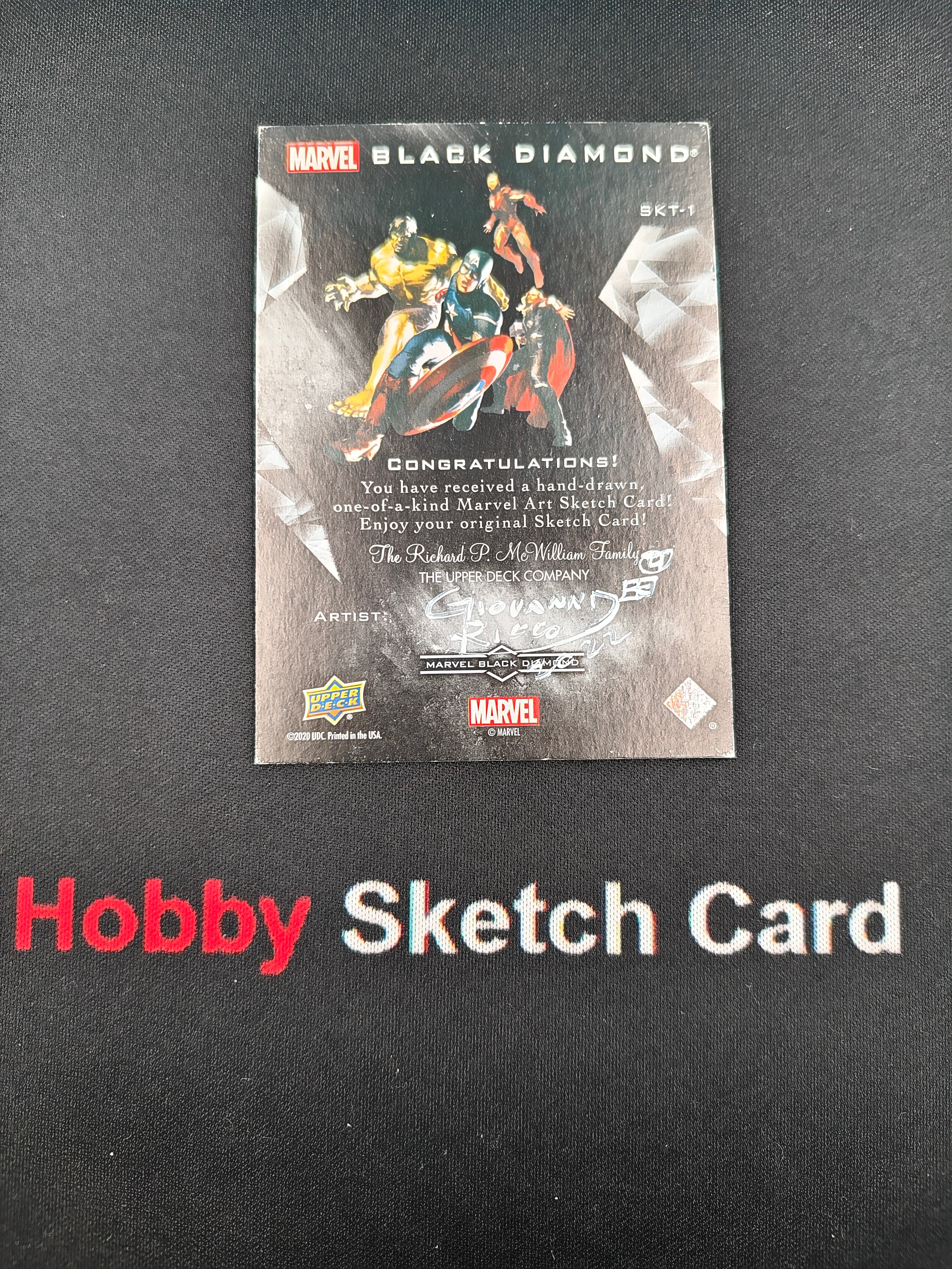 2020 Upper Deck Marvel (MCU) BLACK WIDOW 漫威 黑钻 黑寡妇 手绘卡 画师 Giovany 背面 签字 签名 1of1
