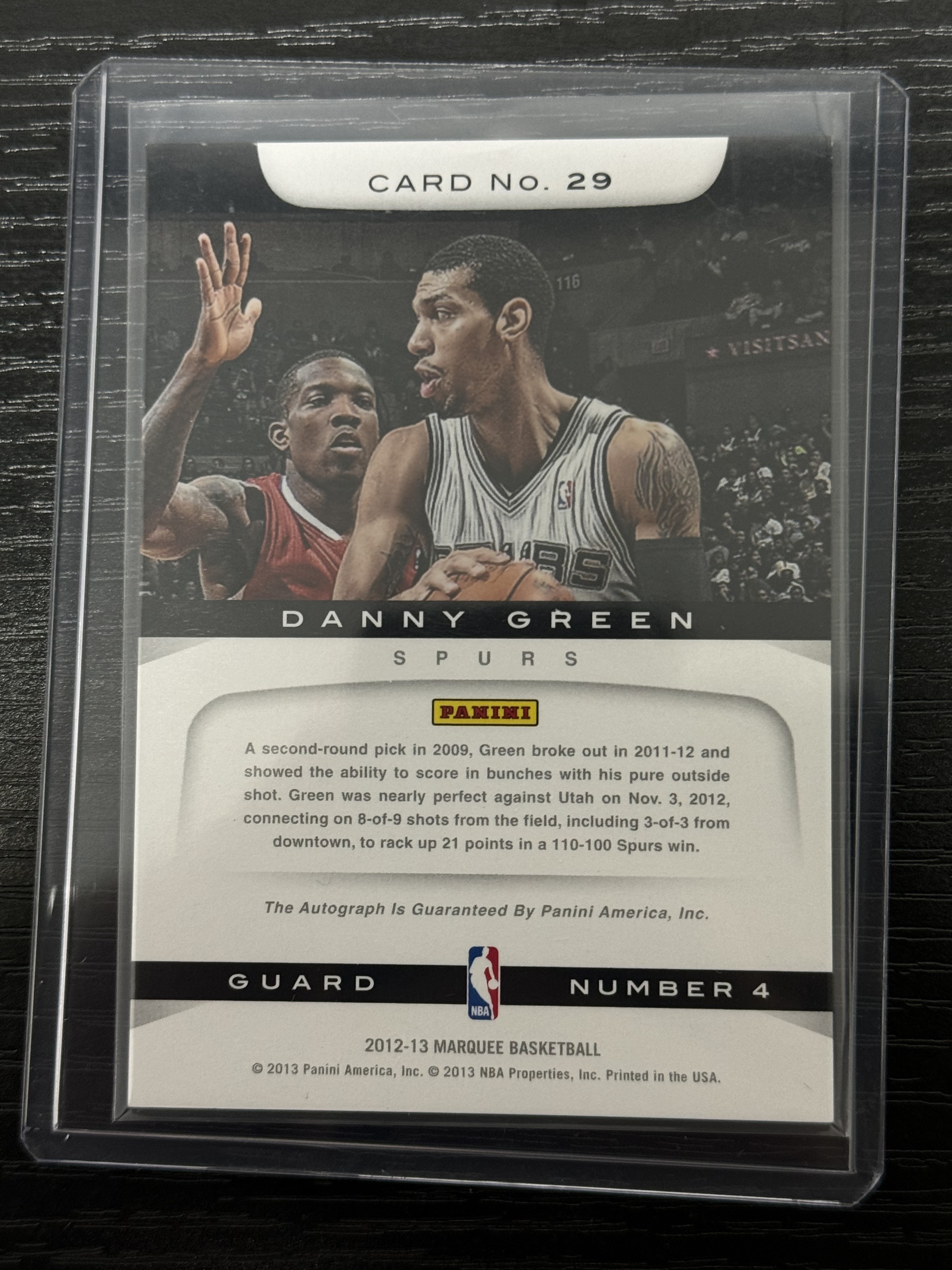 2012-13 Panini Marquee Danny Green 马奎 马刺 丹尼格林 签字 收藏专收 【Hicard-72】史蒂夫