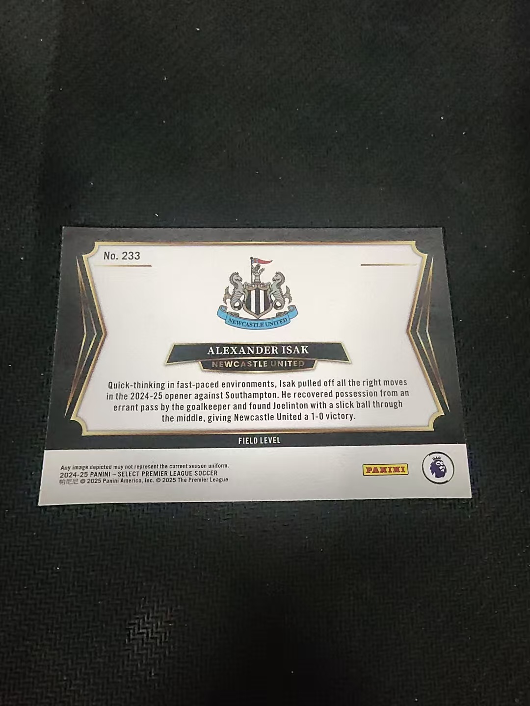 【可合并,不累计】2024-25 Panini Select ALEXANDER ISAK 纽卡斯尔联 利物浦 亚历山大 伊萨克 英超 三级 划痕 边角瑕疵 #233