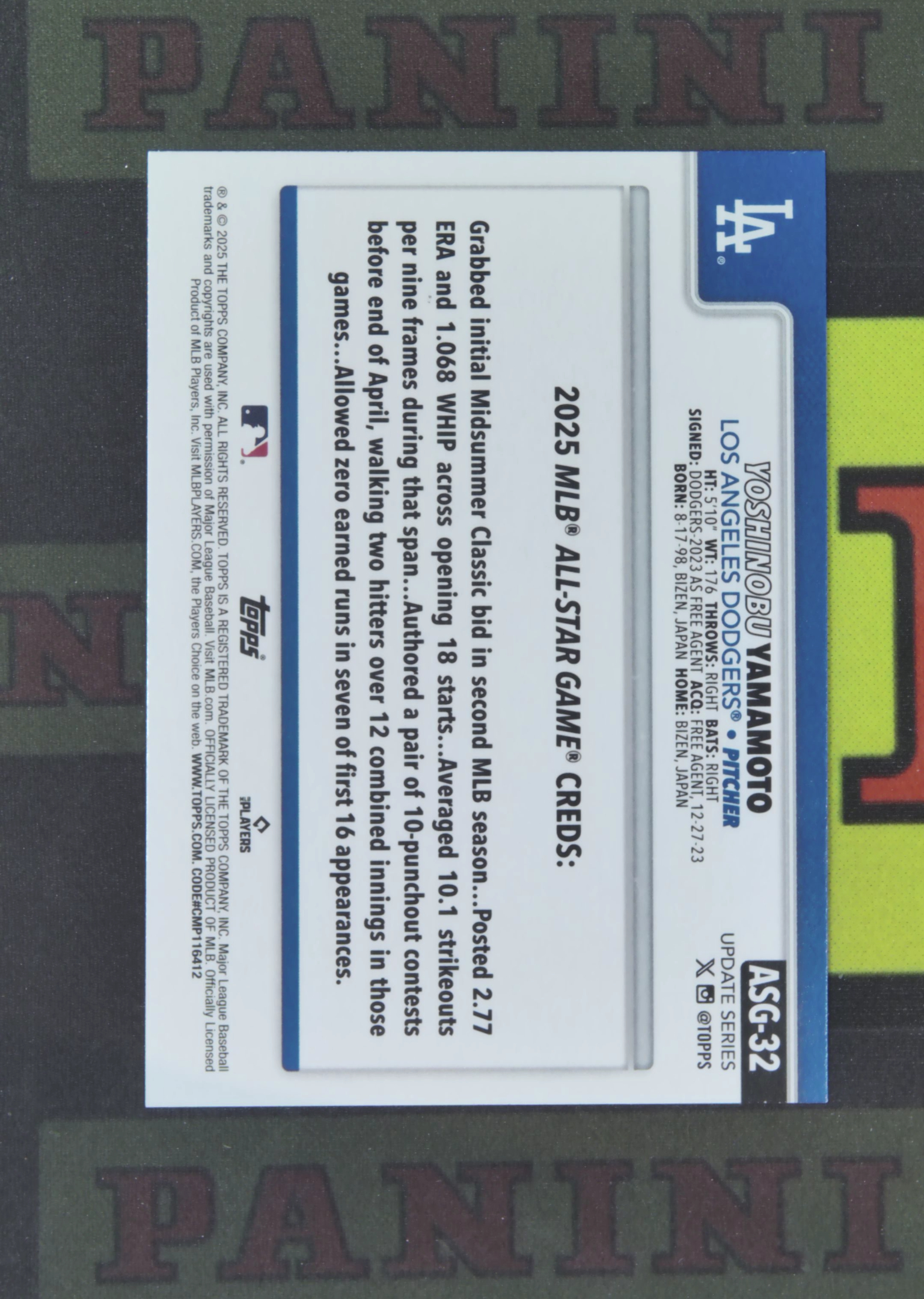 2025 Topps Update Yoshinobu Yamamoto Nirvana Project 山本由伸 洛杉矶道奇 全明星 变化版 银折 折射 卡品如图 收藏必备 吴¥