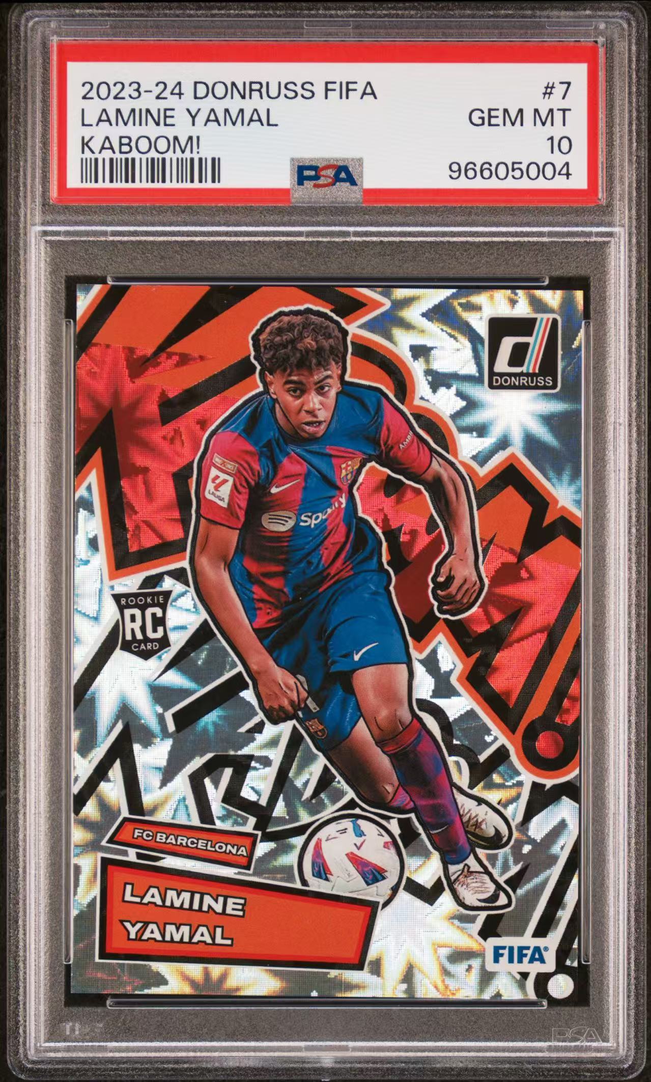 2023-24 Panini Donruss Lamine Yamal 杜蕾斯系列 拉明-亚马尔 Kaboom特卡 卡爆特卡 大比例 箱货 银平行 西班牙 巴萨 巴塞罗那 金童 卡淘唯一 PSA10分