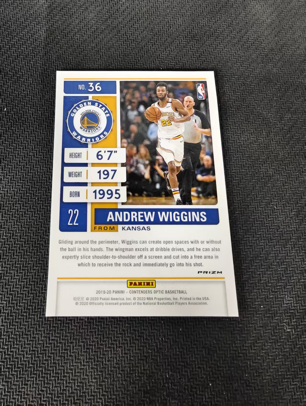 【可合并,不累计】2019-20 Panini Contenders Andrew Wiggins 球票OP 勇士 安德鲁威金斯 维金斯 红折 划痕 边角瑕疵