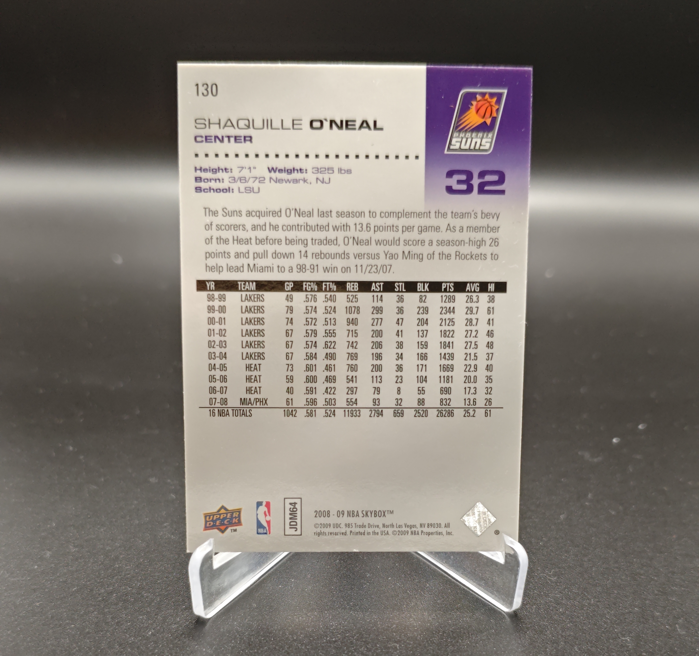 2008-09 Upper Deck Upper Deck Shaquille Oneal #130 沙奎尔 奥尼尔 鲨鱼 SHAQ 菲尼克斯太阳 卡品如图