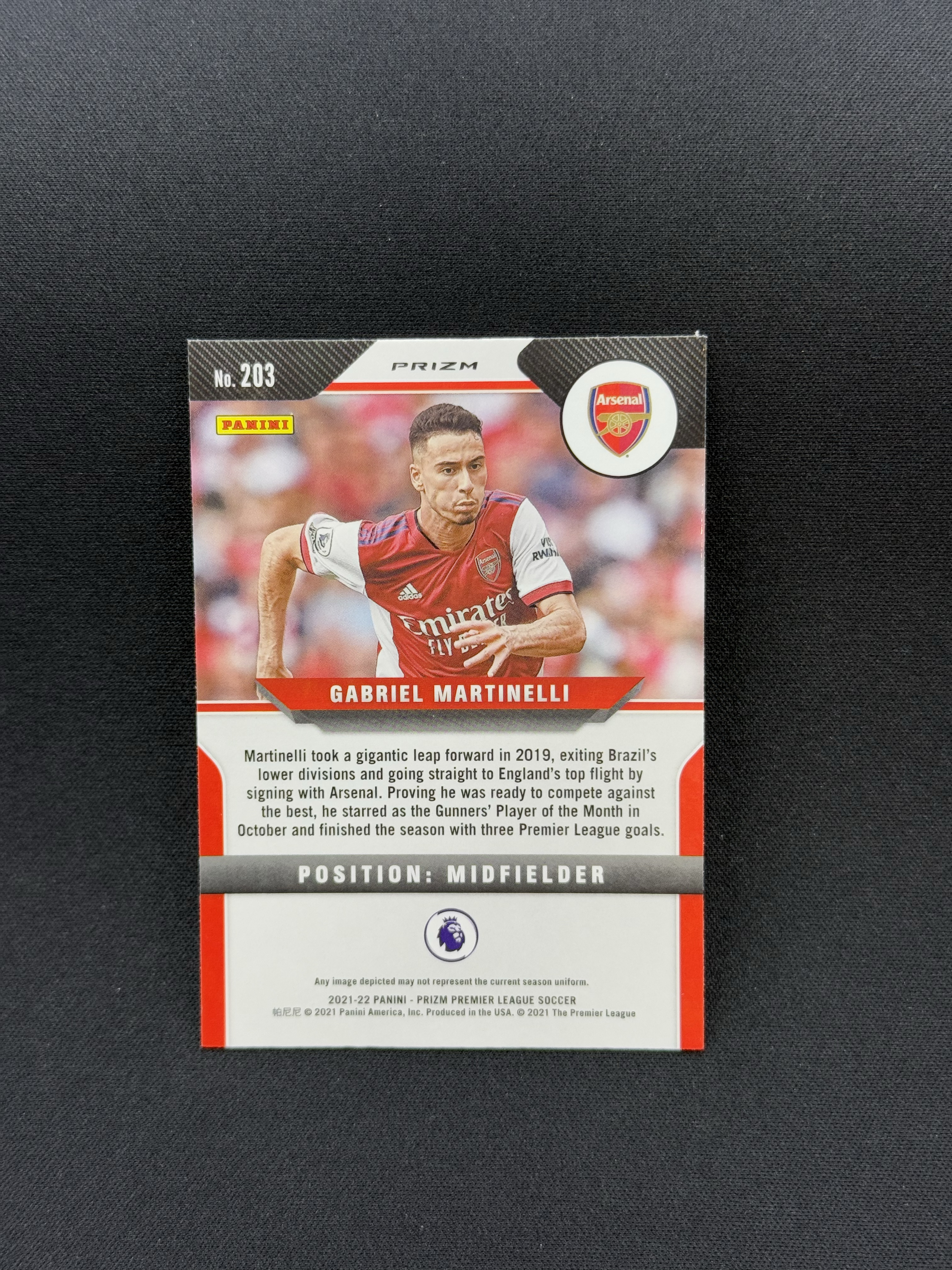 2021-22 Panini Prizm Gabriel Martinelli RC 【小贝代拍】英超 Pz 阿森纳 巴西 新秀 马丁内利 三色折 黄瓜折 卡品如图 拍前看描述 H HimL