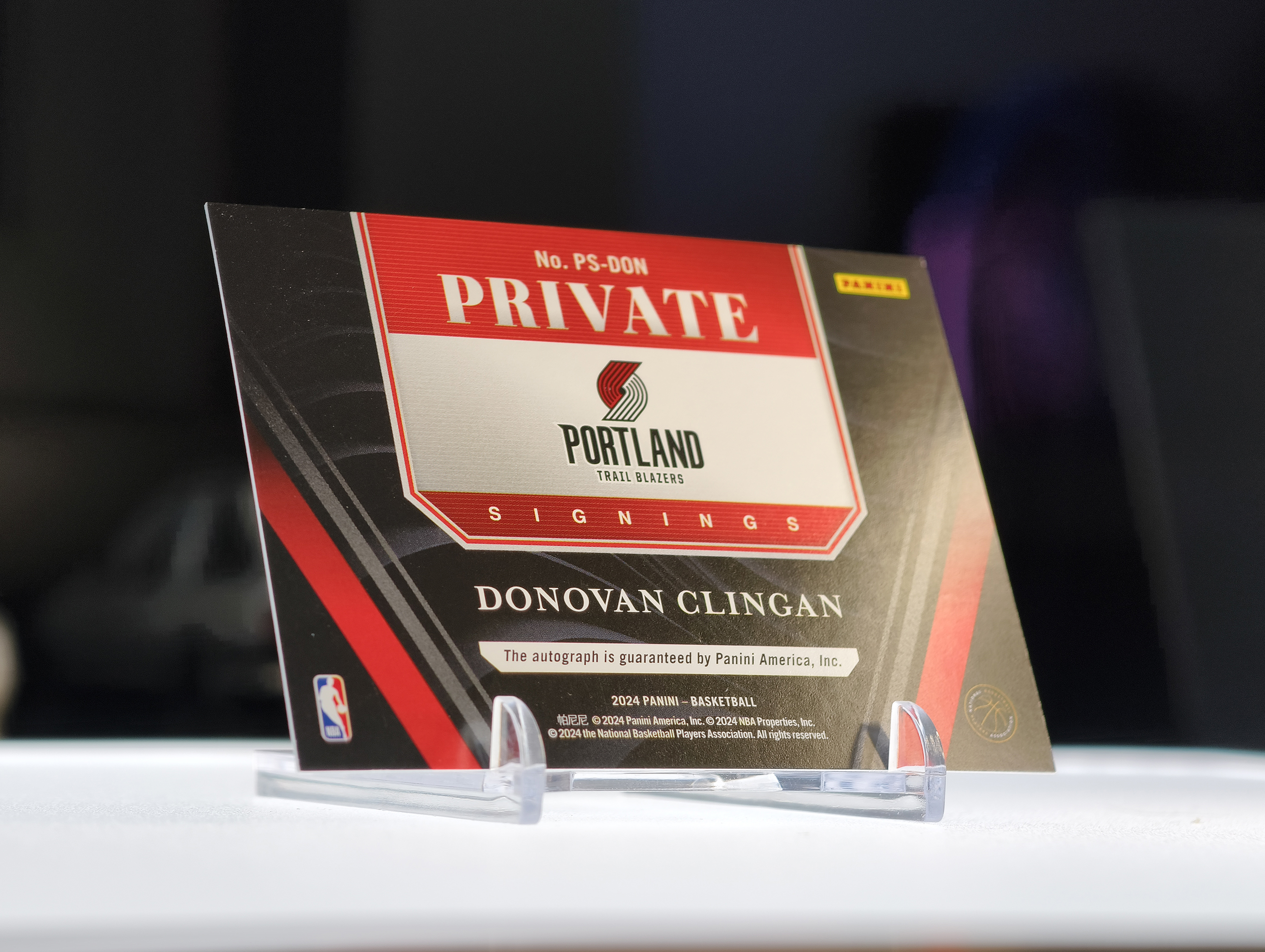 2024 Panini Donruss Donovan Clingan RC #PS-DON 开拓者 新秀 多诺万 克林根 银折 折射 插入签 卡签 签字 卡品如图