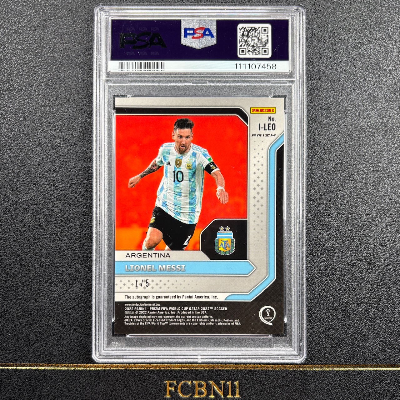 【FCB拍卖】2022 PANINI PRIZM LIONEL MESSI 梅西 签字 INK签 5编 1/5 首编冠军编 正金折 GOLD PSA签字10 巴萨 巴塞罗那 阿根廷 GOAT 世界杯冠军年{北极贝77}FCBN11代理拍卖