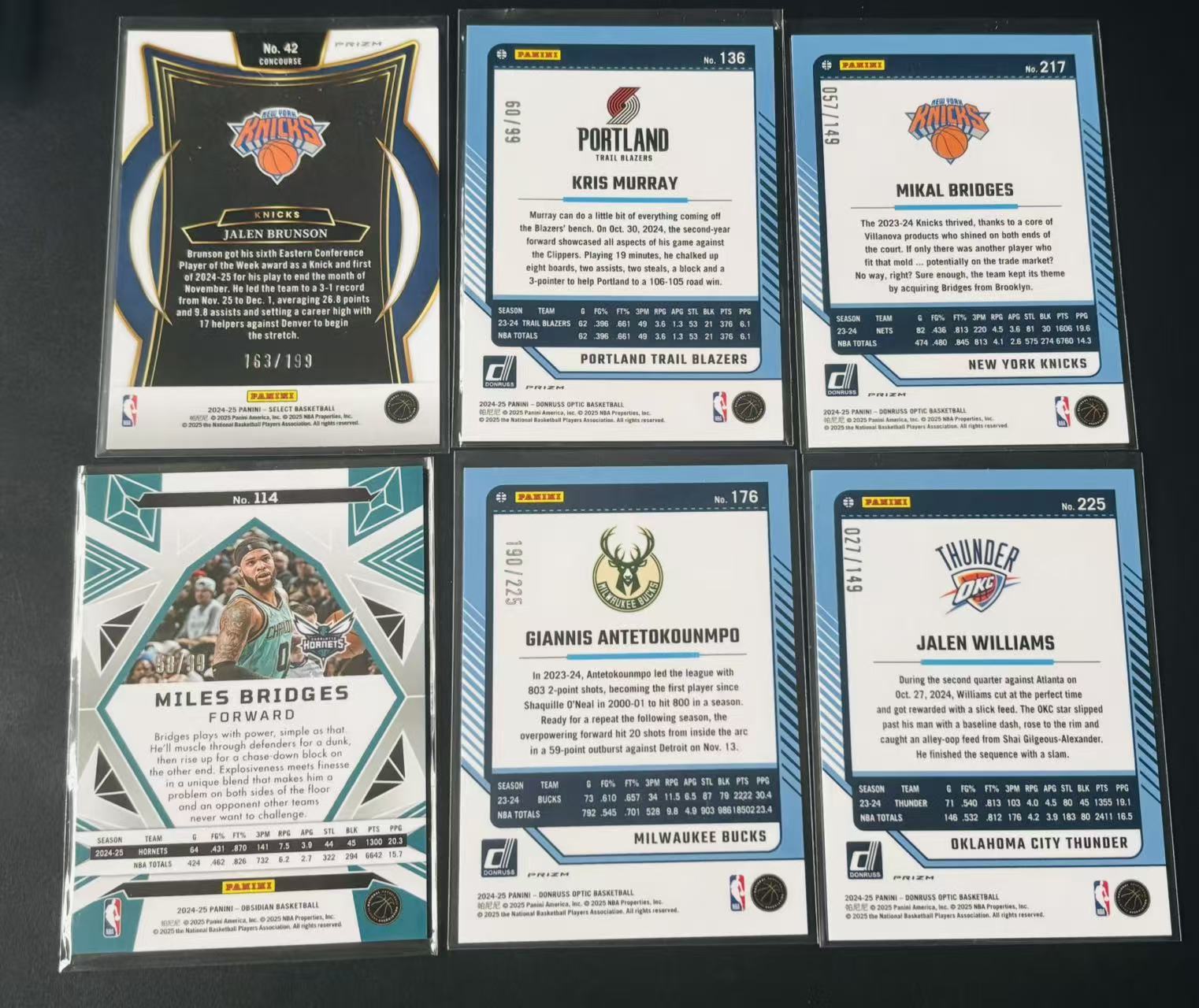 2024-25 Panini Donruss Giannis Antetokounmpo 多系列带编折射打包 阿德托昆博 布伦森 布里奇斯 杰伦威廉姆斯 穆雷 圈圈 铜折酒红折蓝折149/99/199