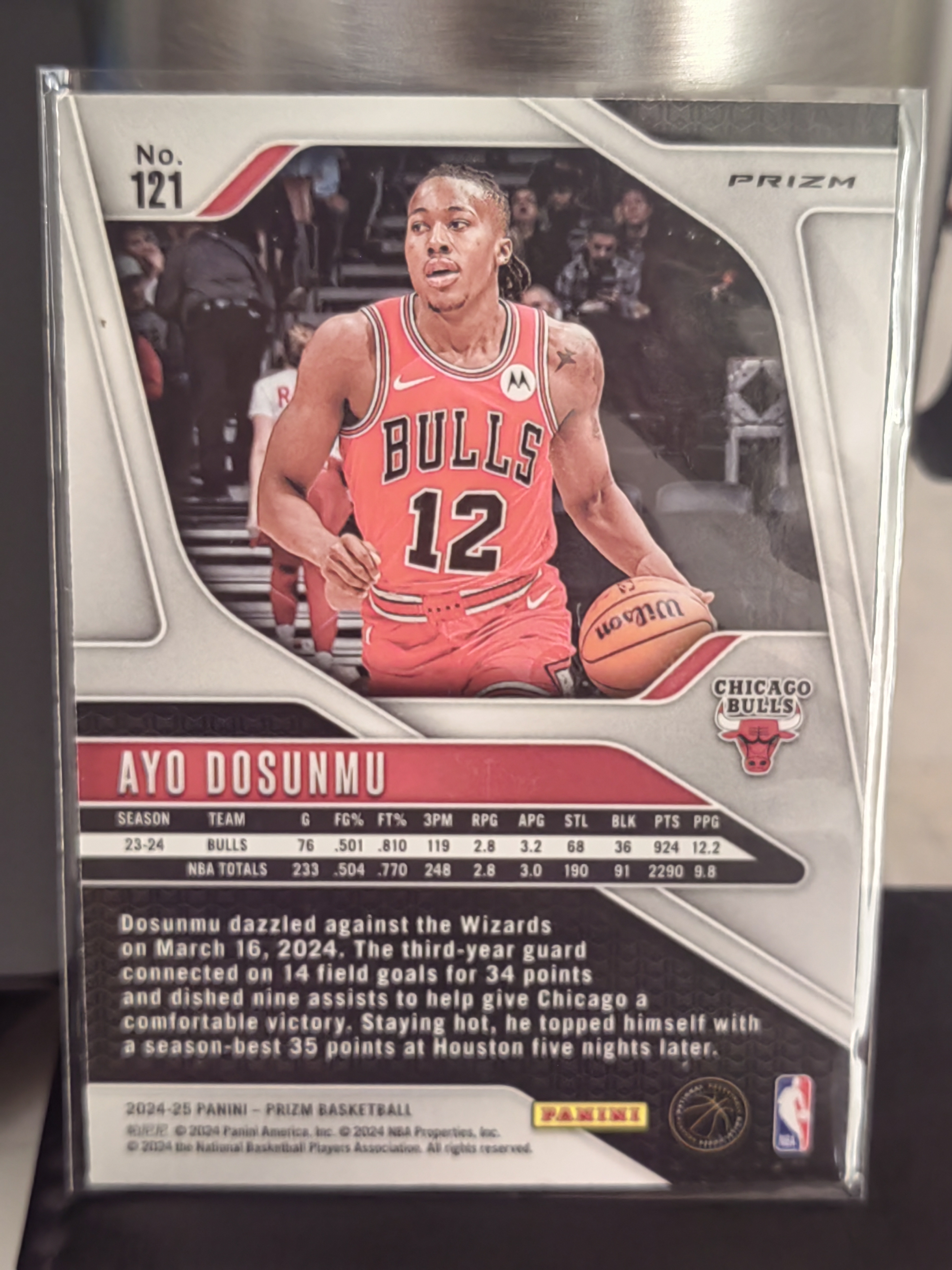 2024-25 Panini Prizm Ayo Dosunmu PZ 银折 阿约多苏穆 多孙姆 公牛 篮 白边白角 不保卡品 卡品如图