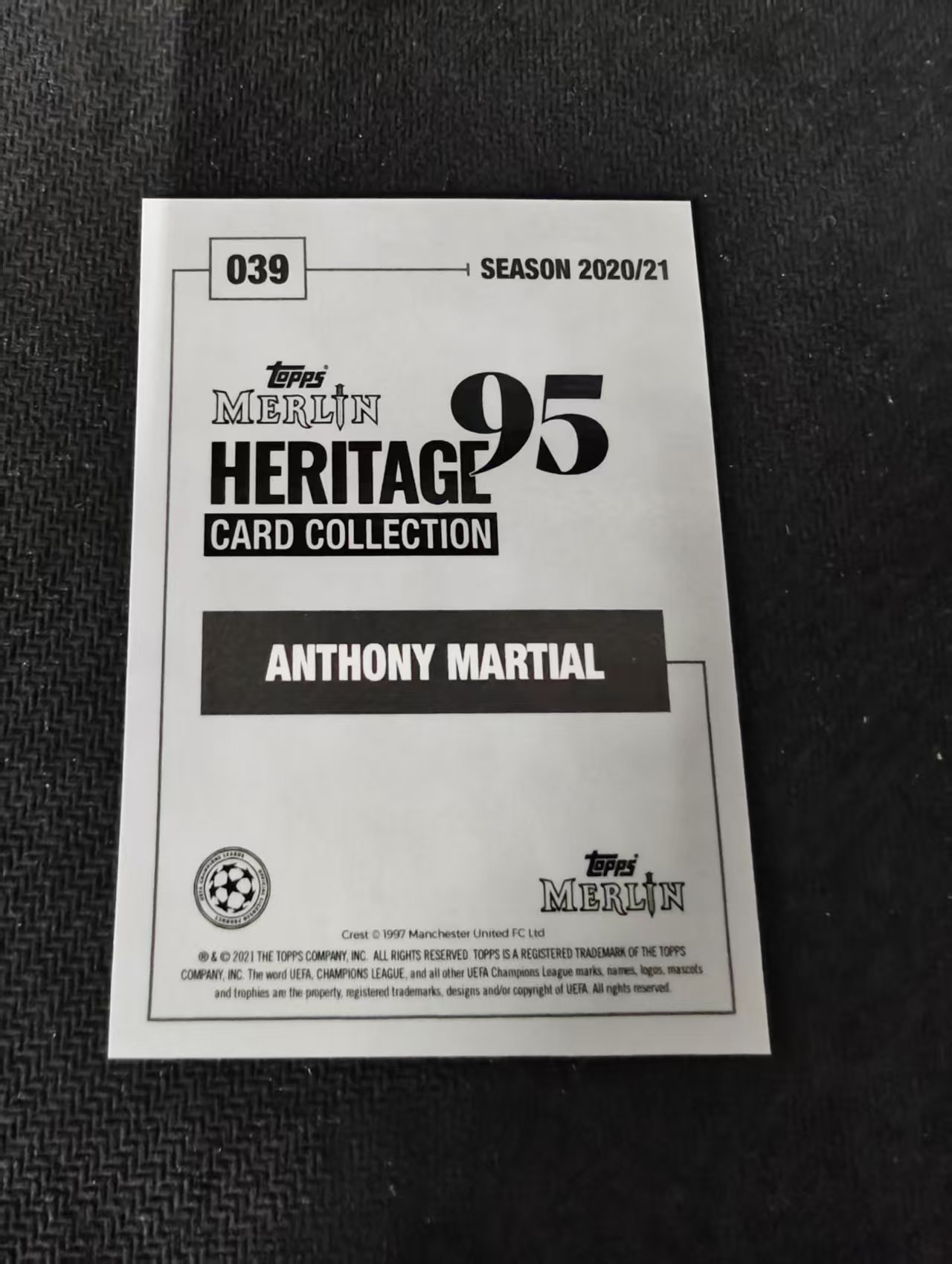 【可合并,不累计】2021 Topps Merlin 梅林95 Anthony Martial 安东尼 马夏尔 划痕 边角瑕疵 #39