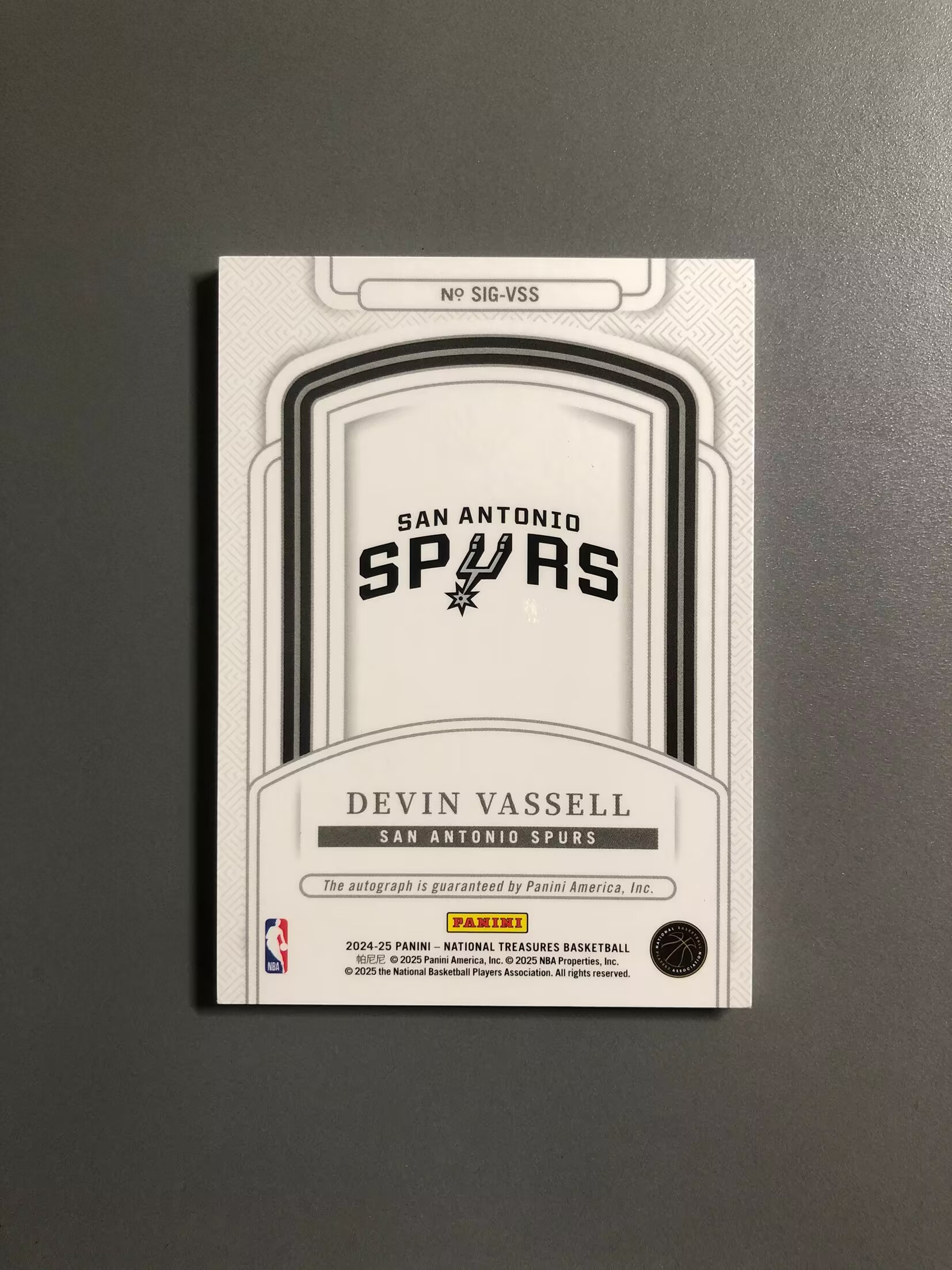 2024-25 Panini National Treasures Devin Vassell 德文·瓦塞尔 马刺 签字 卡签 75编 实卡好看 卡品如图 可累计 DF029【诚接代卖】