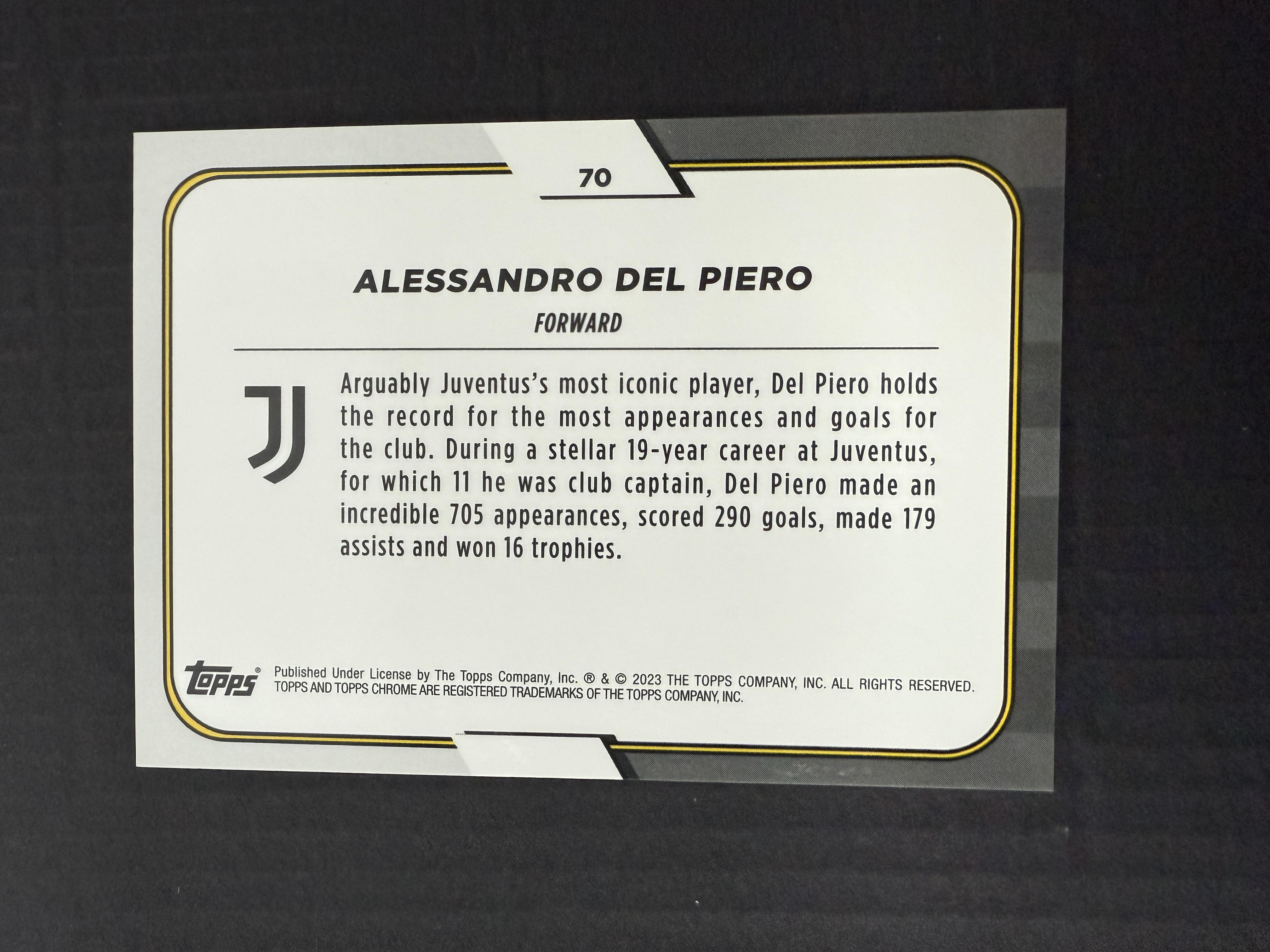 【GOAT山羊拍卖】D哥 2023-24赛季 topps chrome尤文图斯队盒系列 皮耶罗 粉折 /125 招牌庆祝动作 尤文图斯 品相如图