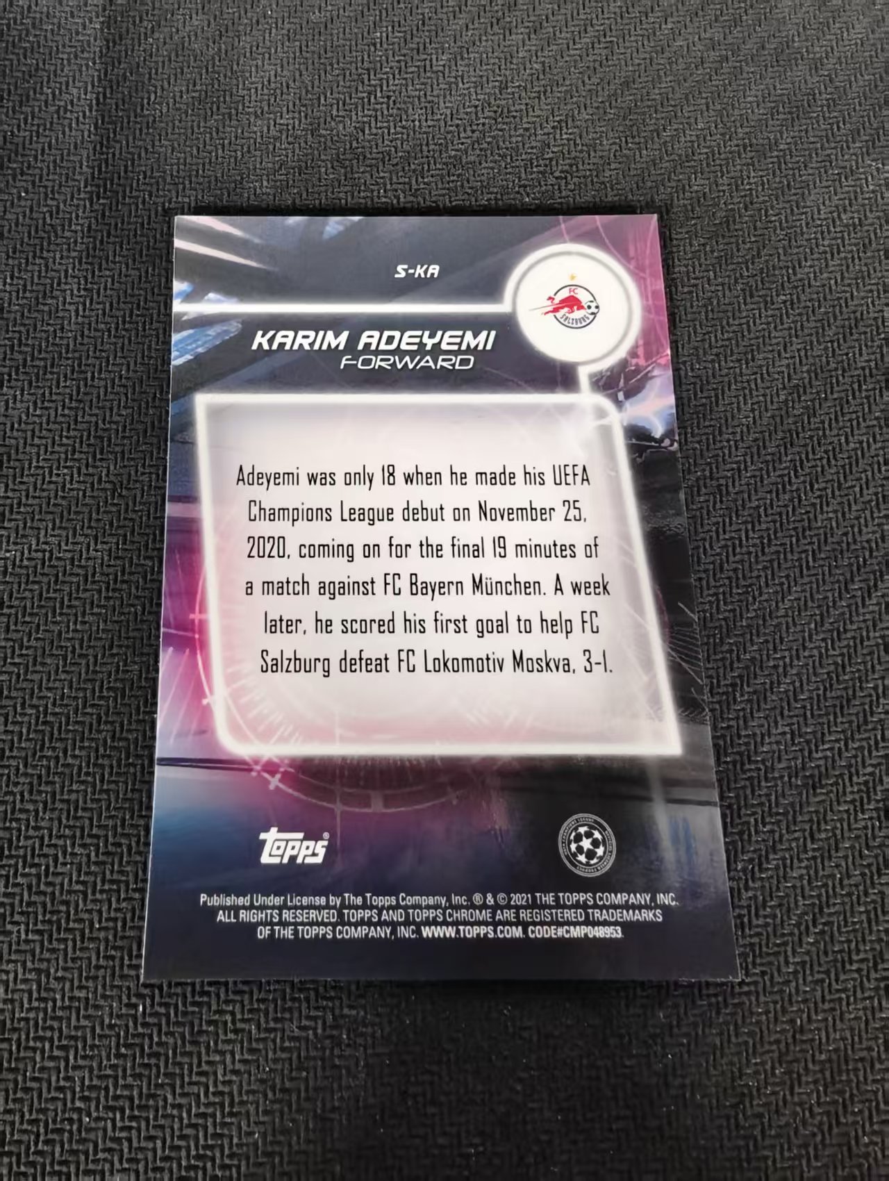 【可合并,不累计】2021 Topps Chrome Karim Adeyemi RC 卡拉姆 安德米 新秀 红牛 欧冠 银折 划痕 边角瑕疵