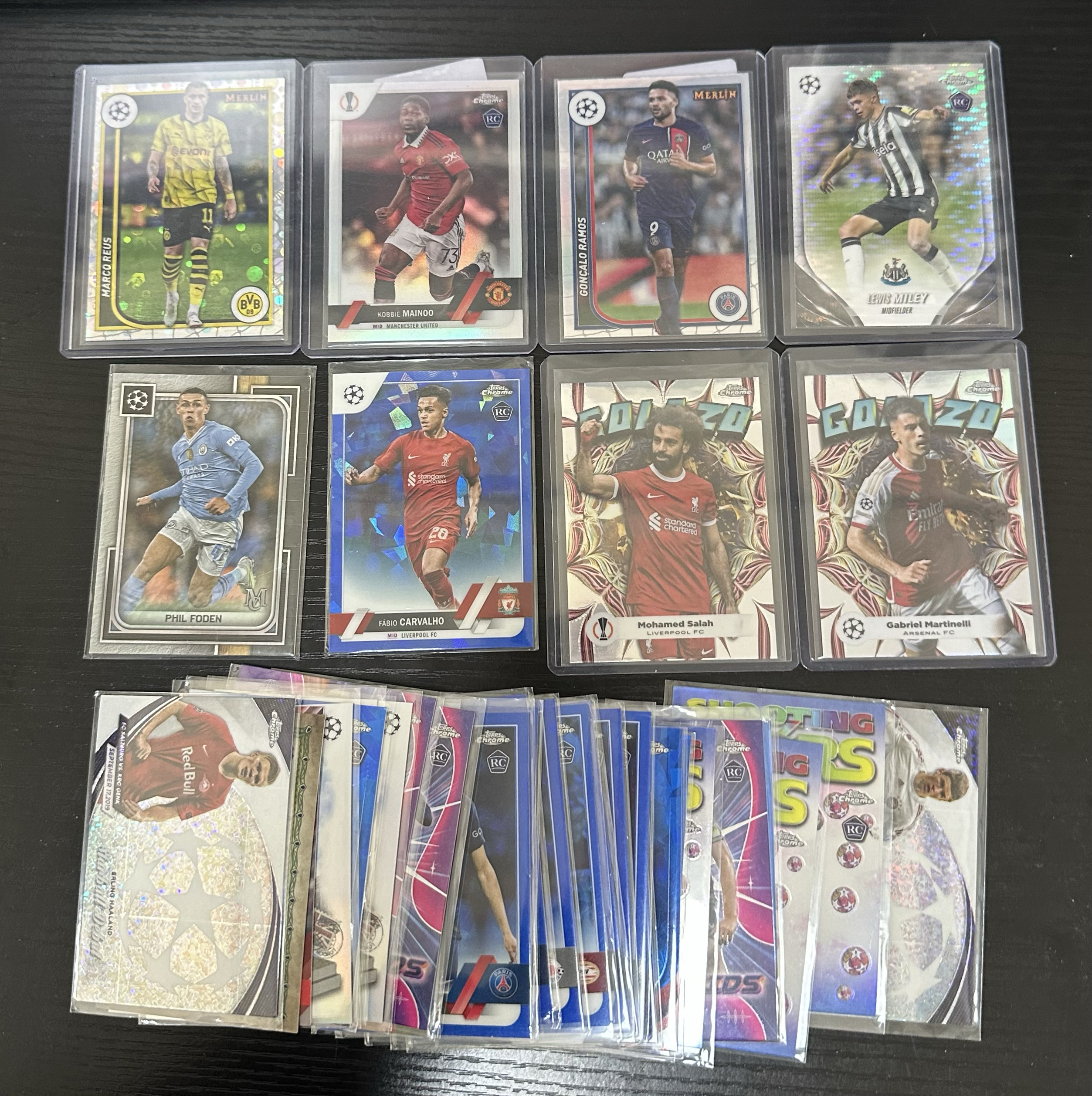 Topps chrome 梅努 米利 卡瓦略 哈兰德 萨拉赫等 折射 特卡 一图lot 利物浦 曼城 曼联 纽卡斯尔 萨尔茨堡 战神无双拍卡 (三页)