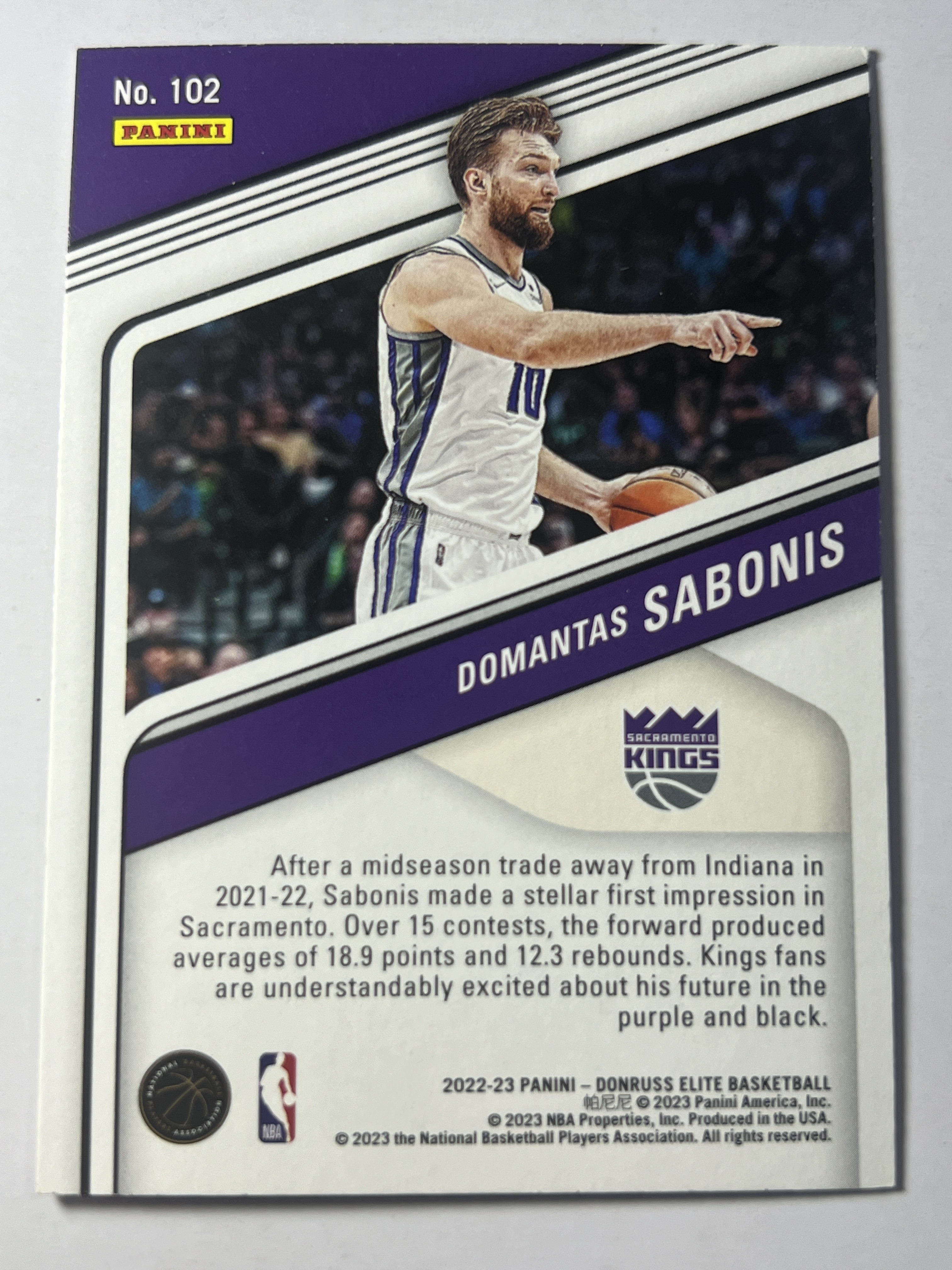 2022-23 Panini Elite Domantas Sabonis 多曼塔斯 萨博尼斯 国王队 《 热门球星 收藏必备 》 凑套必备 #102