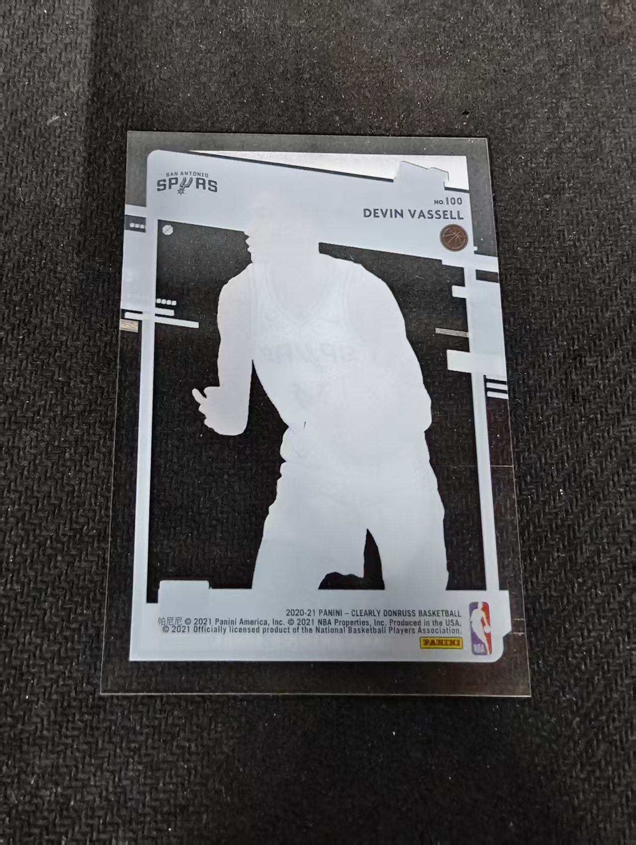 2020-21 Panini Clearly Donruss Devin Vassell 德文 瓦塞尔 马刺 新秀rc 杜蕾斯 胶片 划痕 边角瑕疵 #100