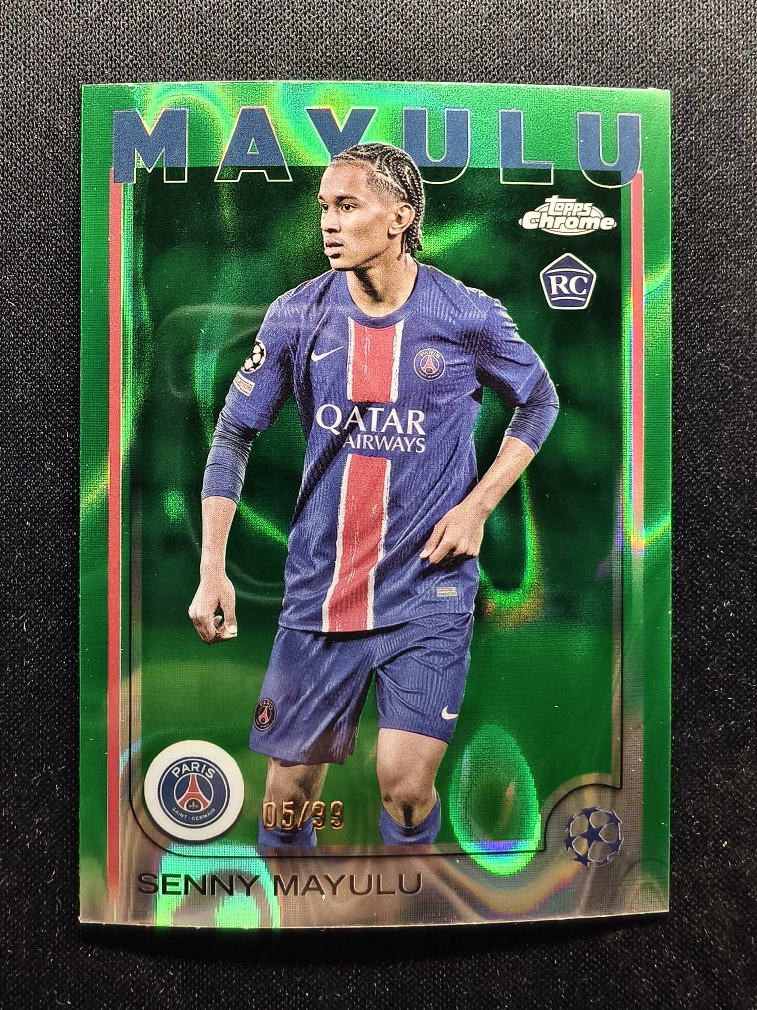 2025 Topps Chrome Senny Mayulu RC 欧冠TC 新秀 巴黎 马尤卢 马尤鲁 99编 绿熔岩折 卡品如图 专收凑套 人生得E